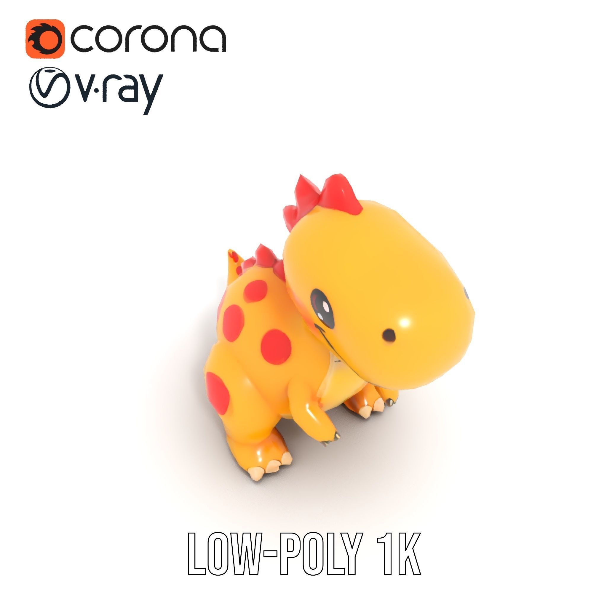 Smiling Dinosaur Character Model Pack Low-poly 3D model_17