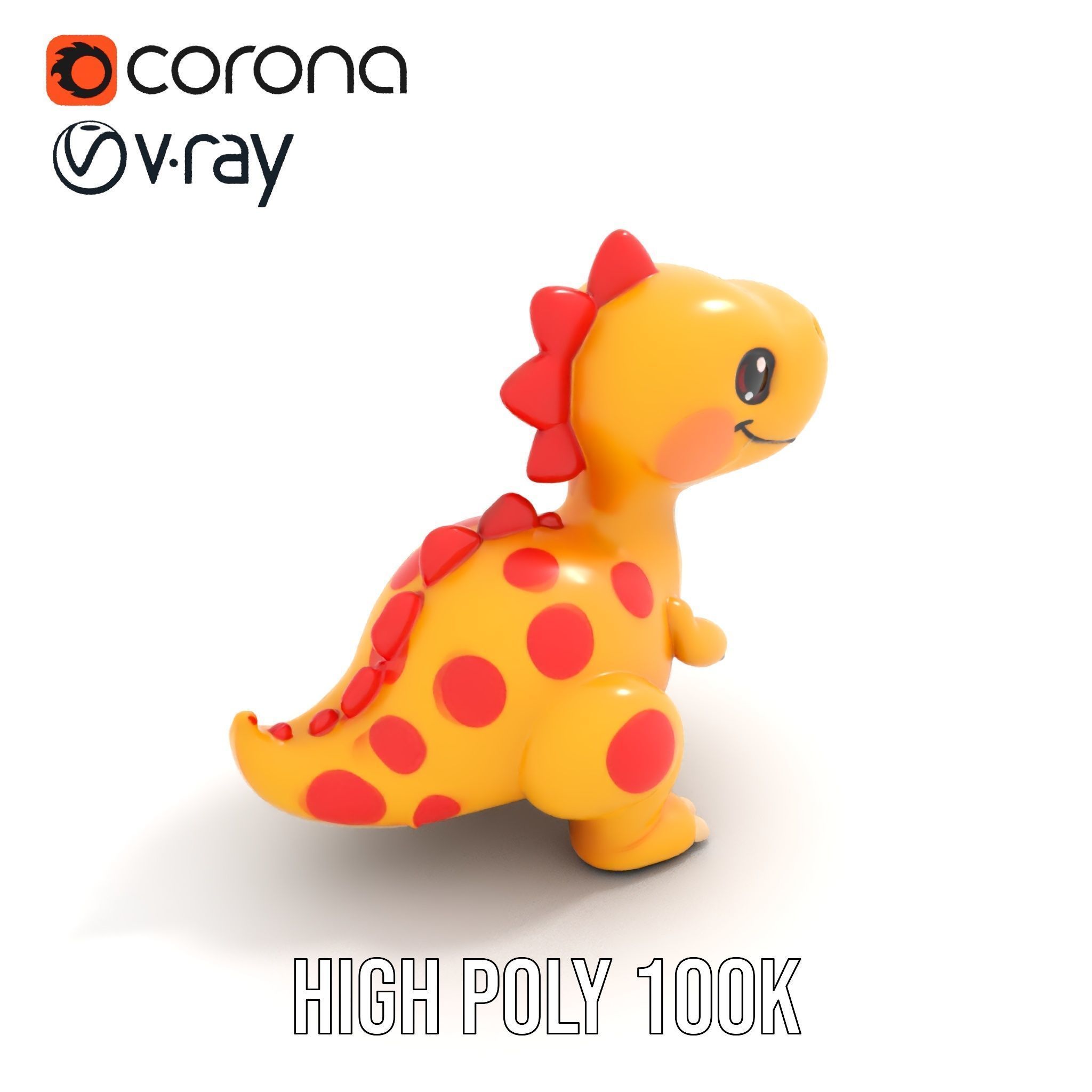 Smiling Dinosaur Character Model Pack Low-poly 3D model_28