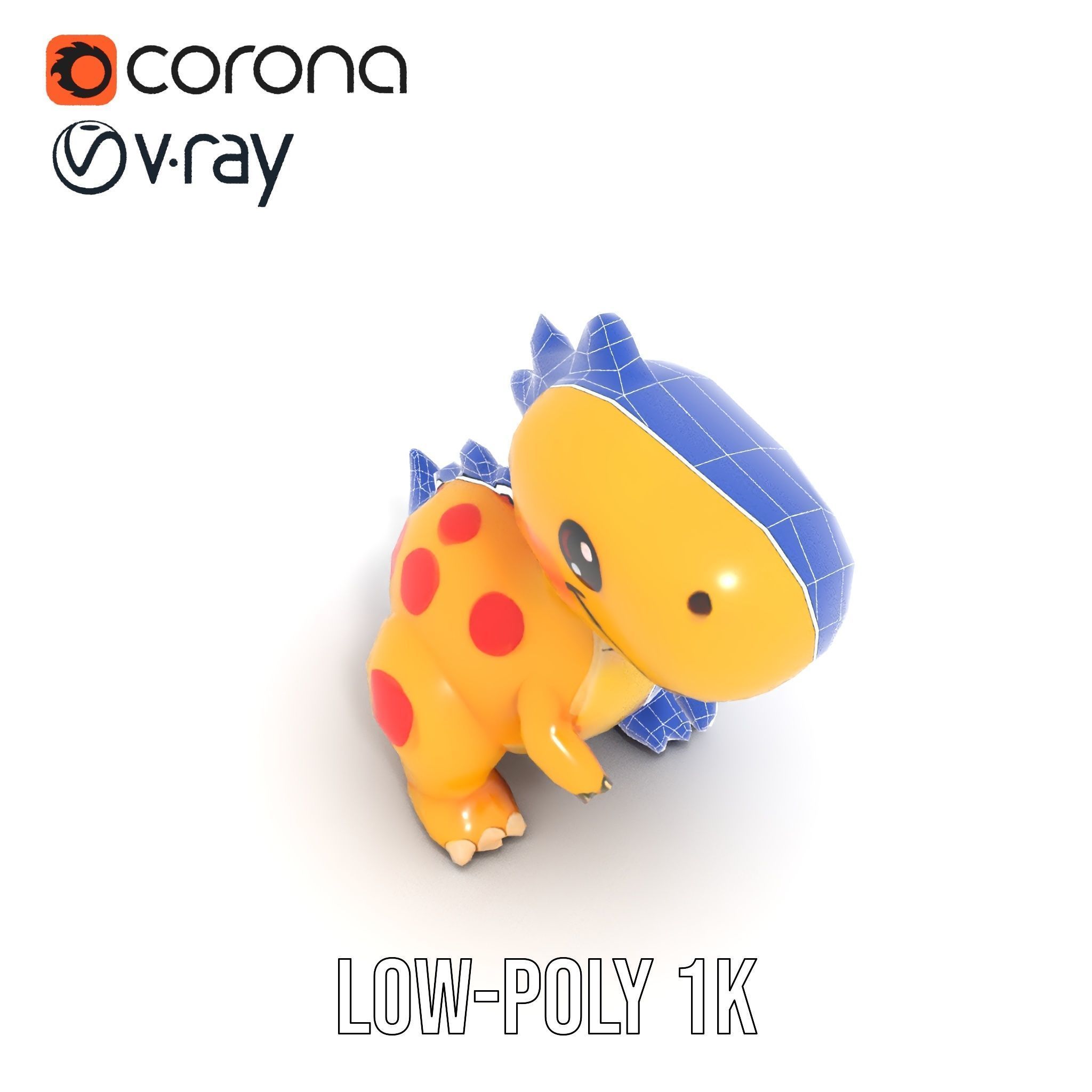 Smiling Dinosaur Character Model Pack Low-poly 3D model_23