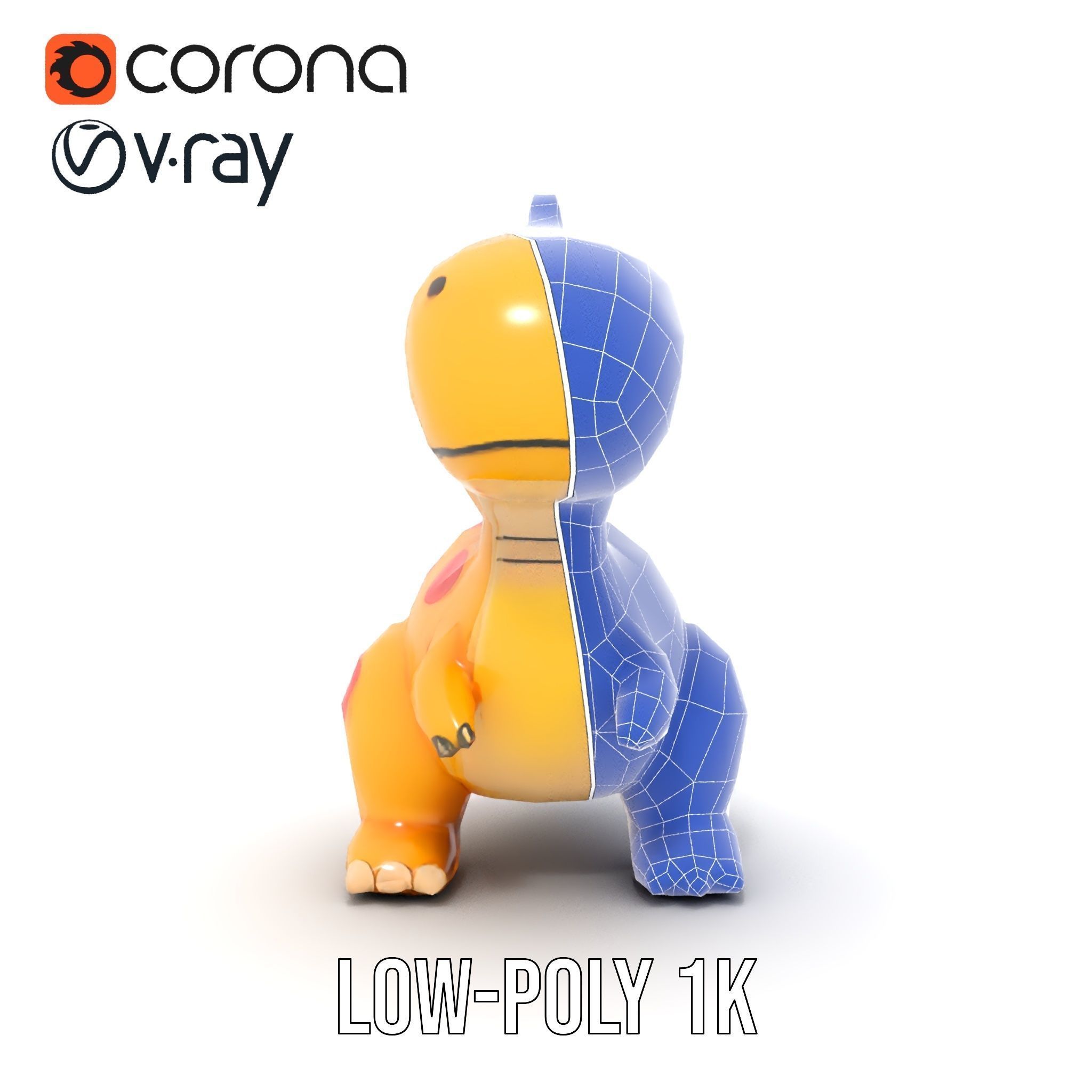 Smiling Dinosaur Character Model Pack Low-poly 3D model_30