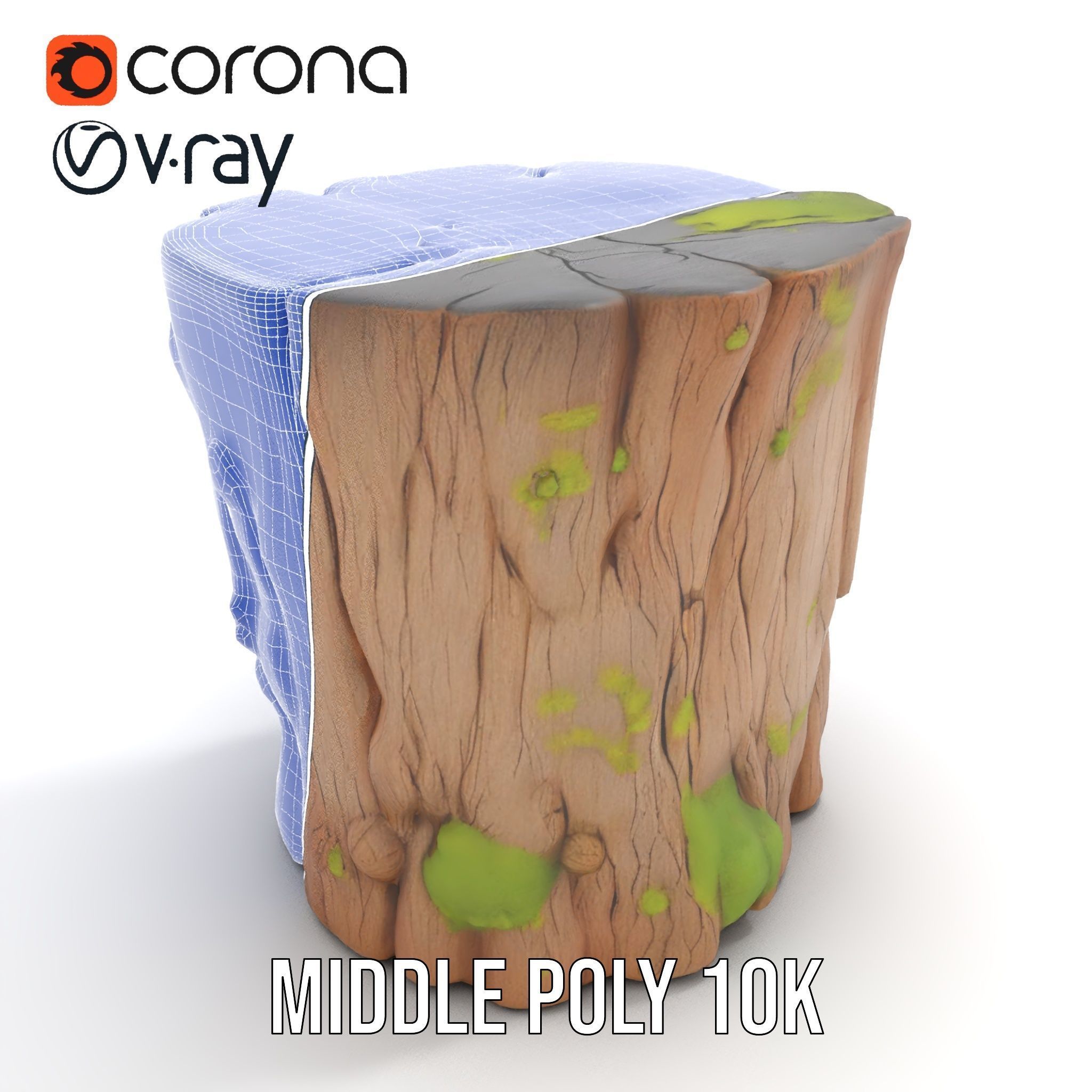 Realistic Mossy Tree Stump Model Pack for Natural Environments Low-poly 3D model_21