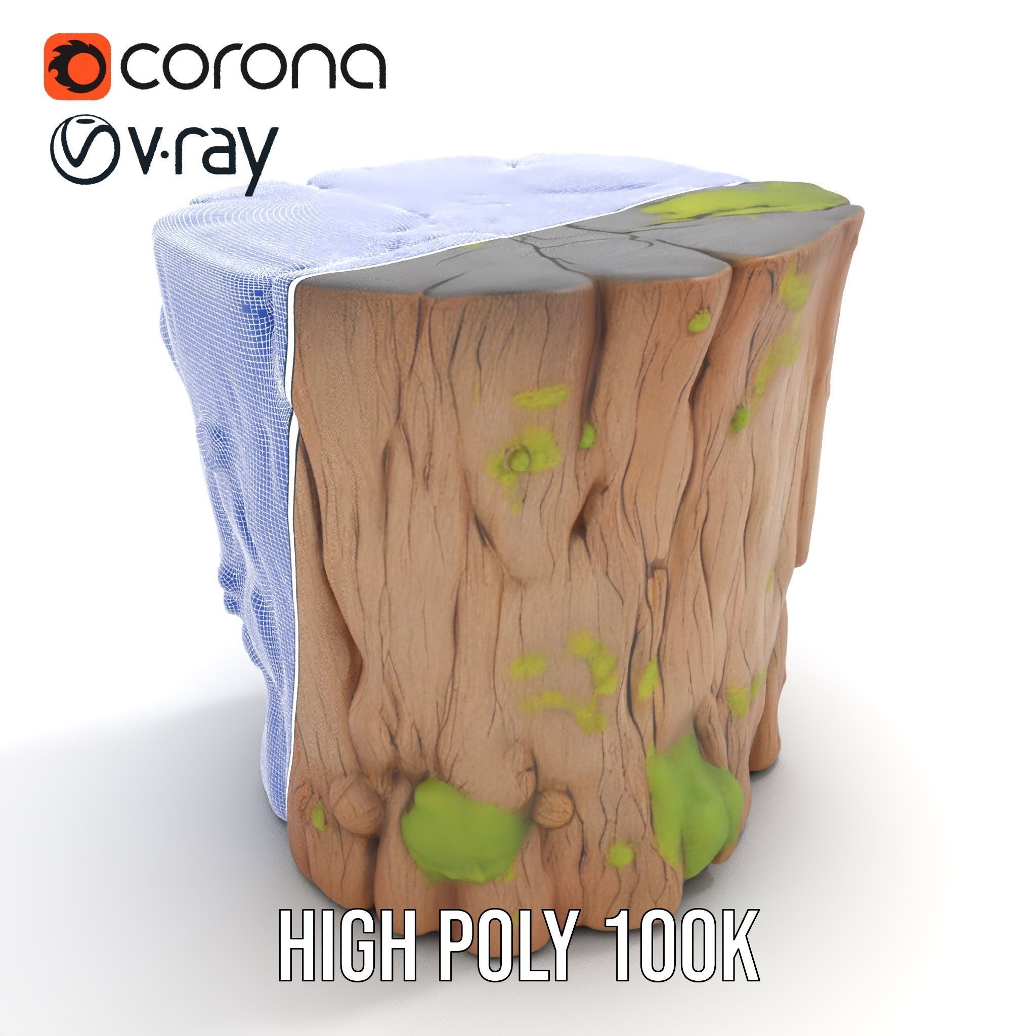 Realistic Mossy Tree Stump Model Pack for Natural Environments Low-poly 3D model_20