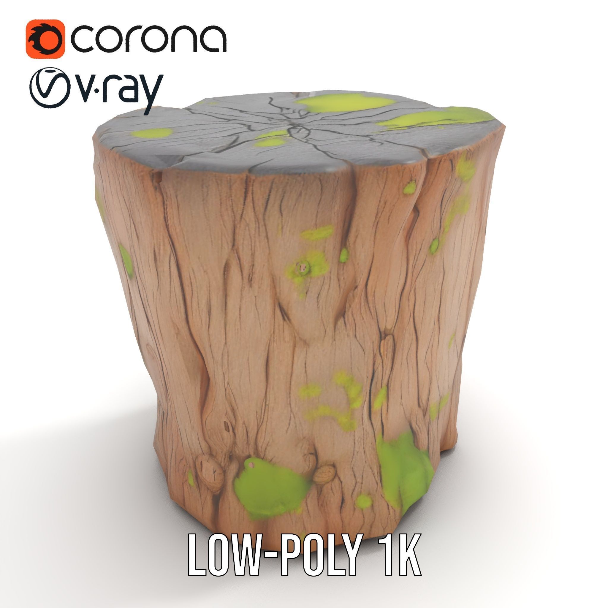 Realistic Mossy Tree Stump Model Pack for Natural Environments Low-poly 3D model_9