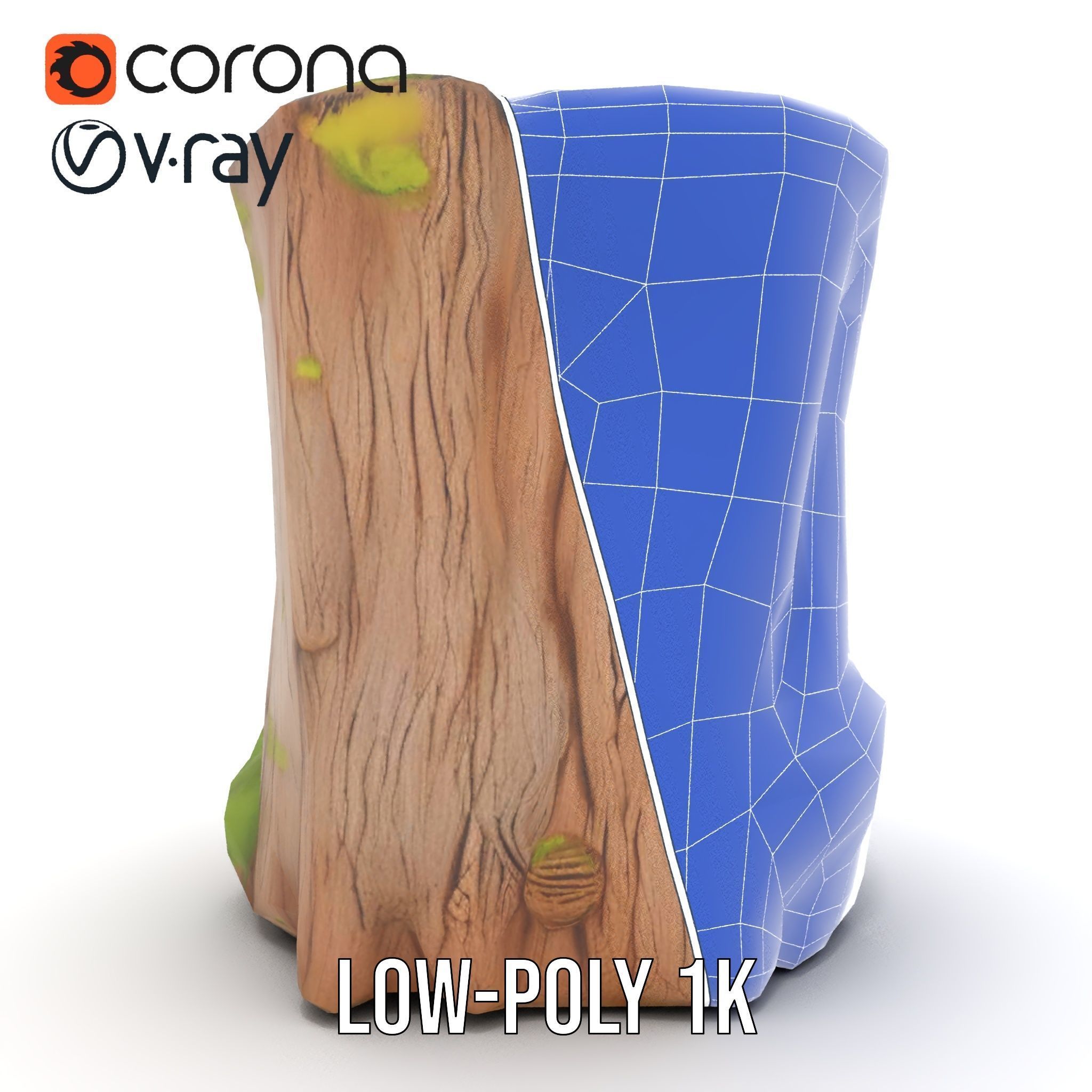 Realistic Mossy Tree Stump Model Pack for Natural Environments Low-poly 3D model_31