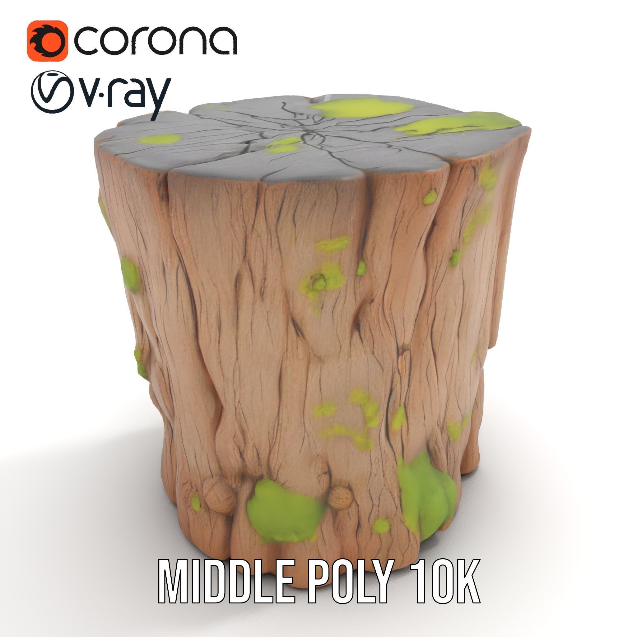 Realistic Mossy Tree Stump Model Pack for Natural Environments Low-poly 3D model_5