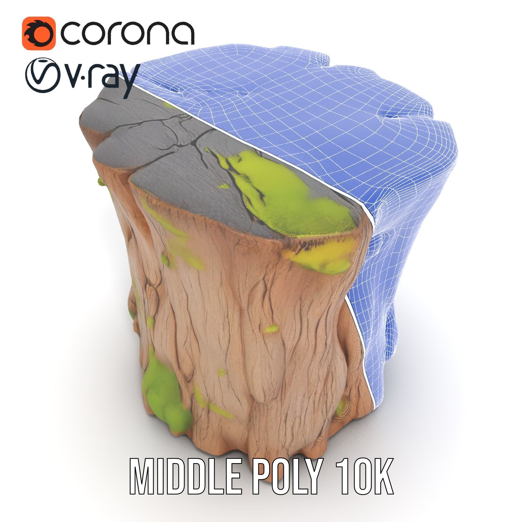 Realistic Mossy Tree Stump Model Pack for Natural Environments Low-poly 3D model_30