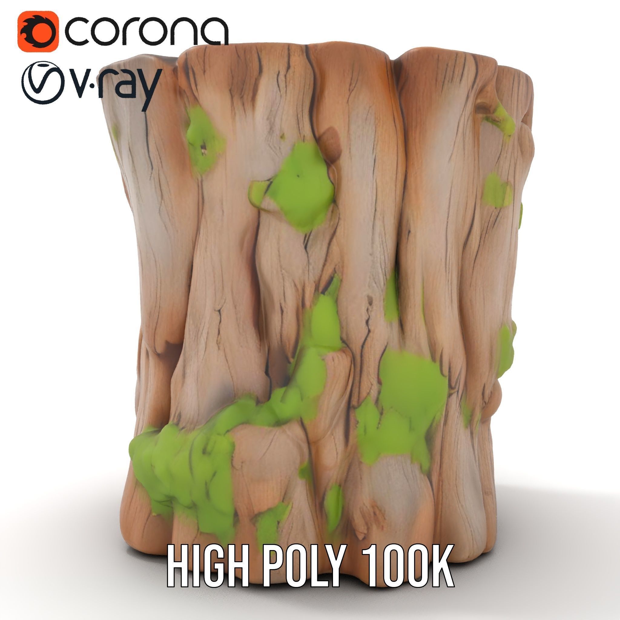 Realistic Mossy Tree Stump Model Pack for Natural Environments Low-poly 3D model_23