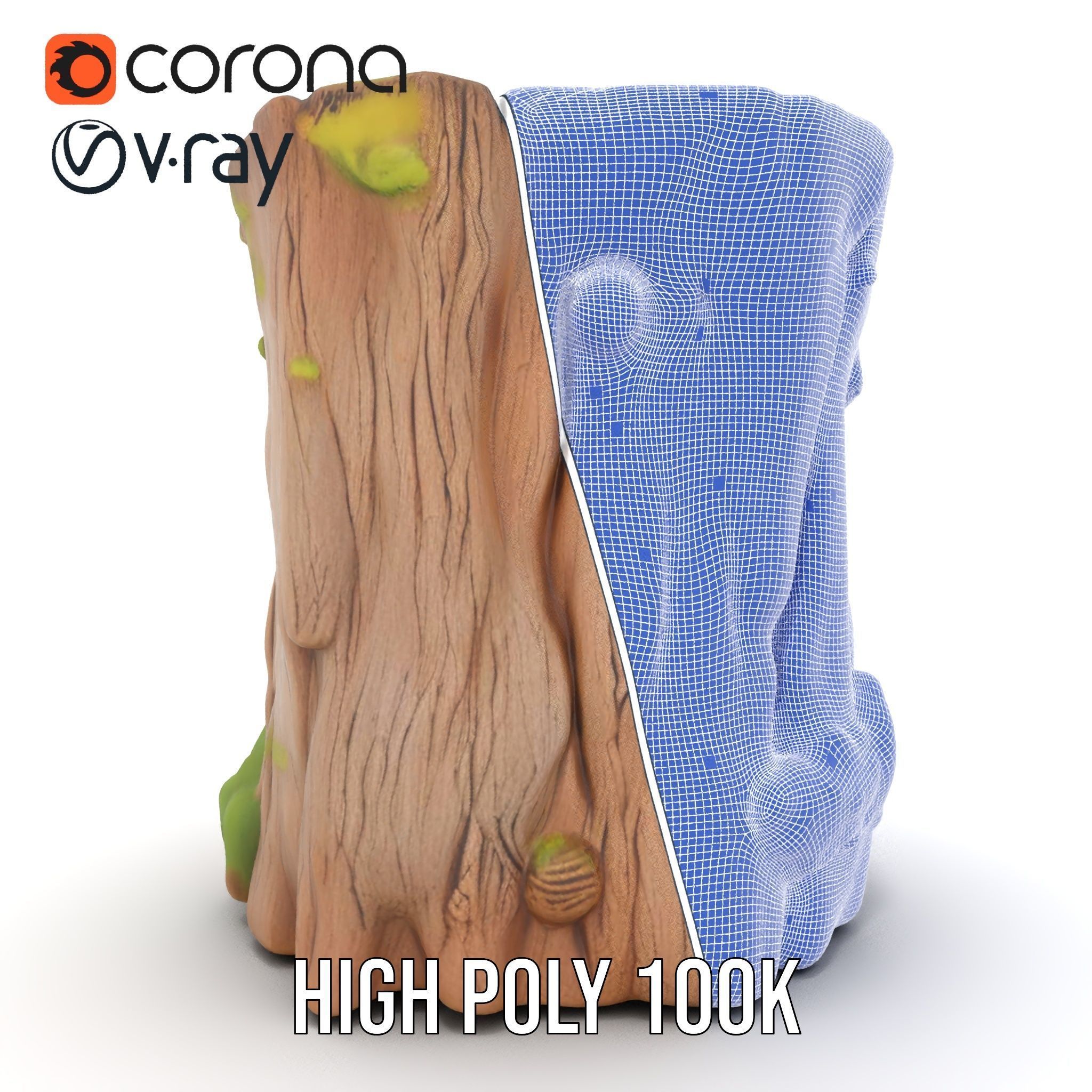 Realistic Mossy Tree Stump Model Pack for Natural Environments Low-poly 3D model_34
