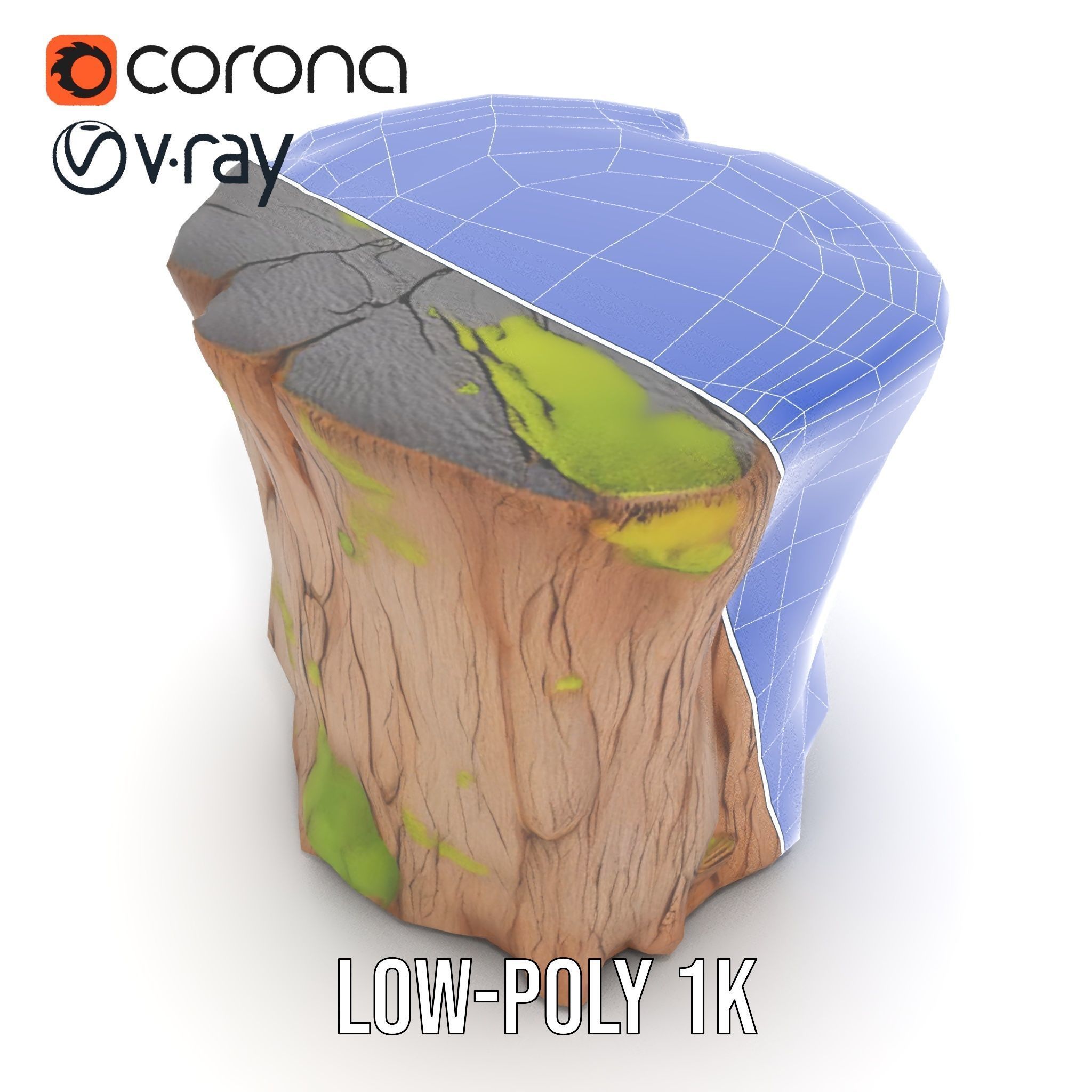 Realistic Mossy Tree Stump Model Pack for Natural Environments Low-poly 3D model_28