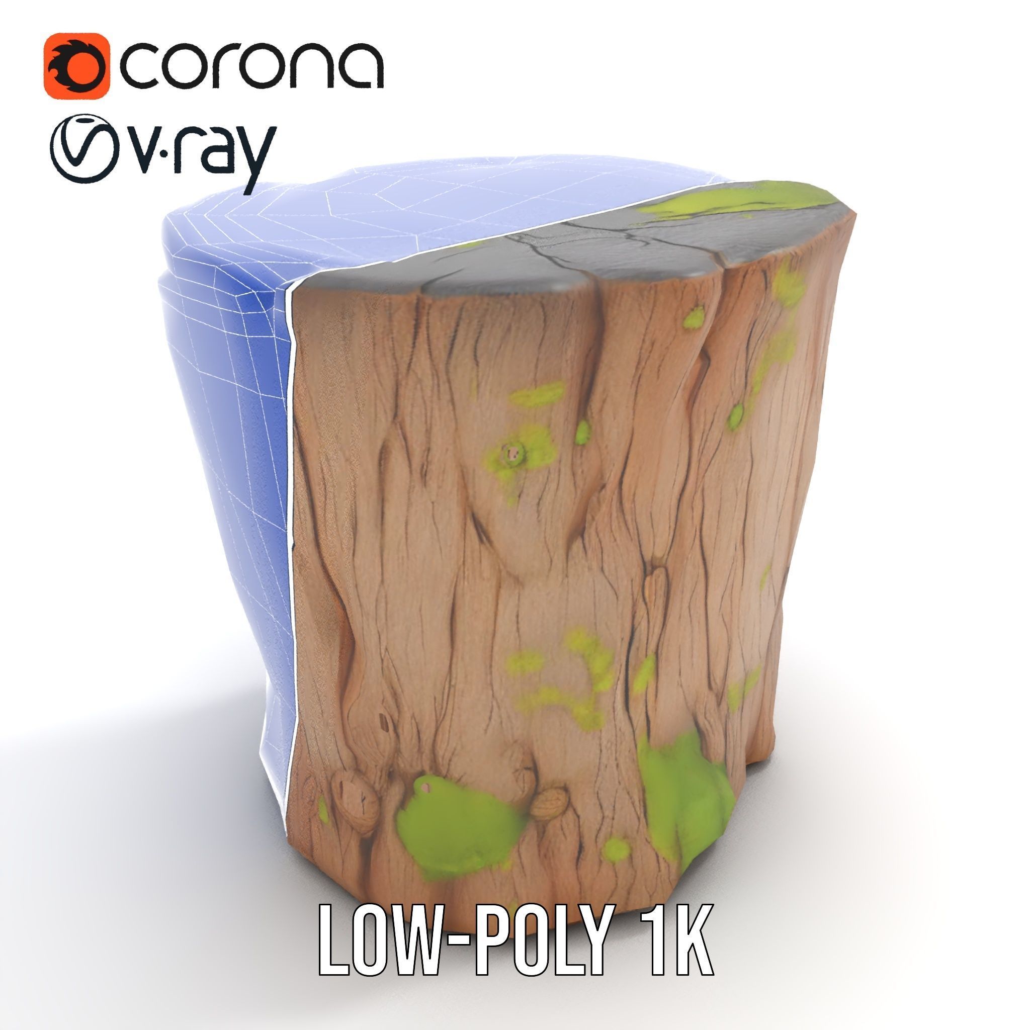 Realistic Mossy Tree Stump Model Pack for Natural Environments Low-poly 3D model_25