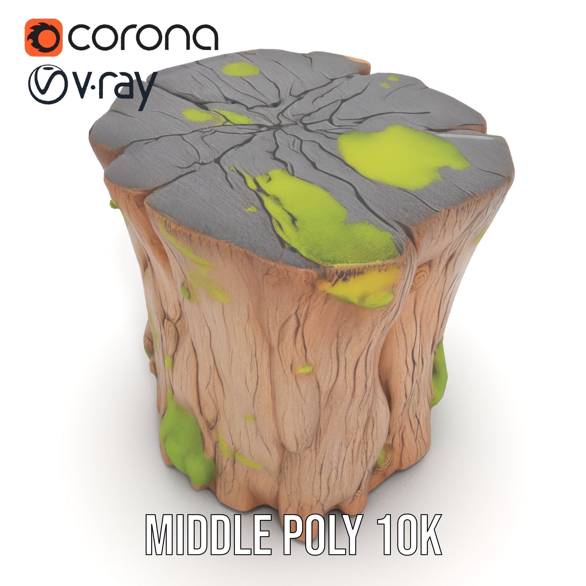 Realistic Mossy Tree Stump Model Pack for Natural Environments Low-poly 3D model_15