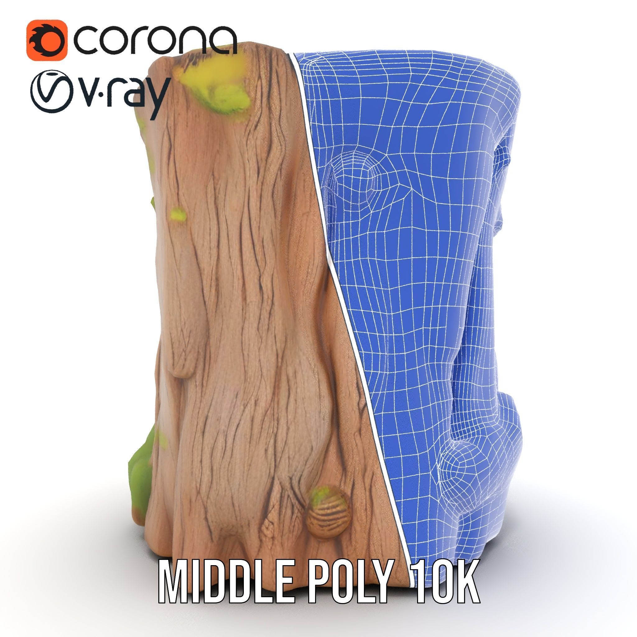 Realistic Mossy Tree Stump Model Pack for Natural Environments Low-poly 3D model_27