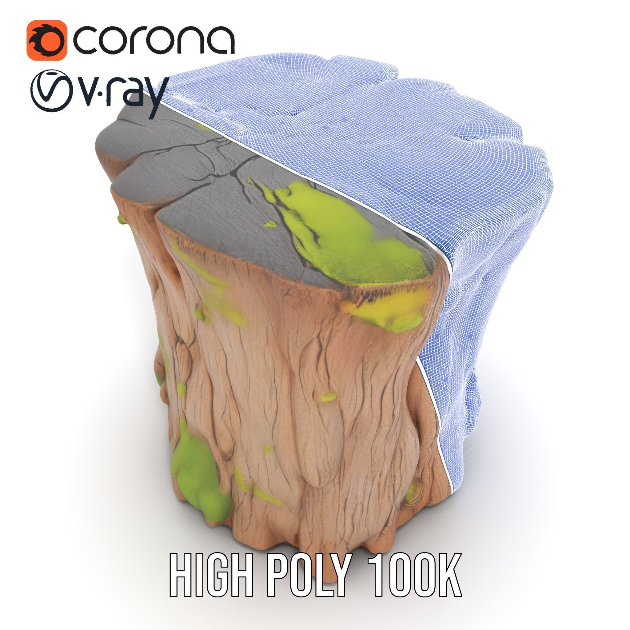 Realistic Mossy Tree Stump Model Pack for Natural Environments Low-poly 3D model_32