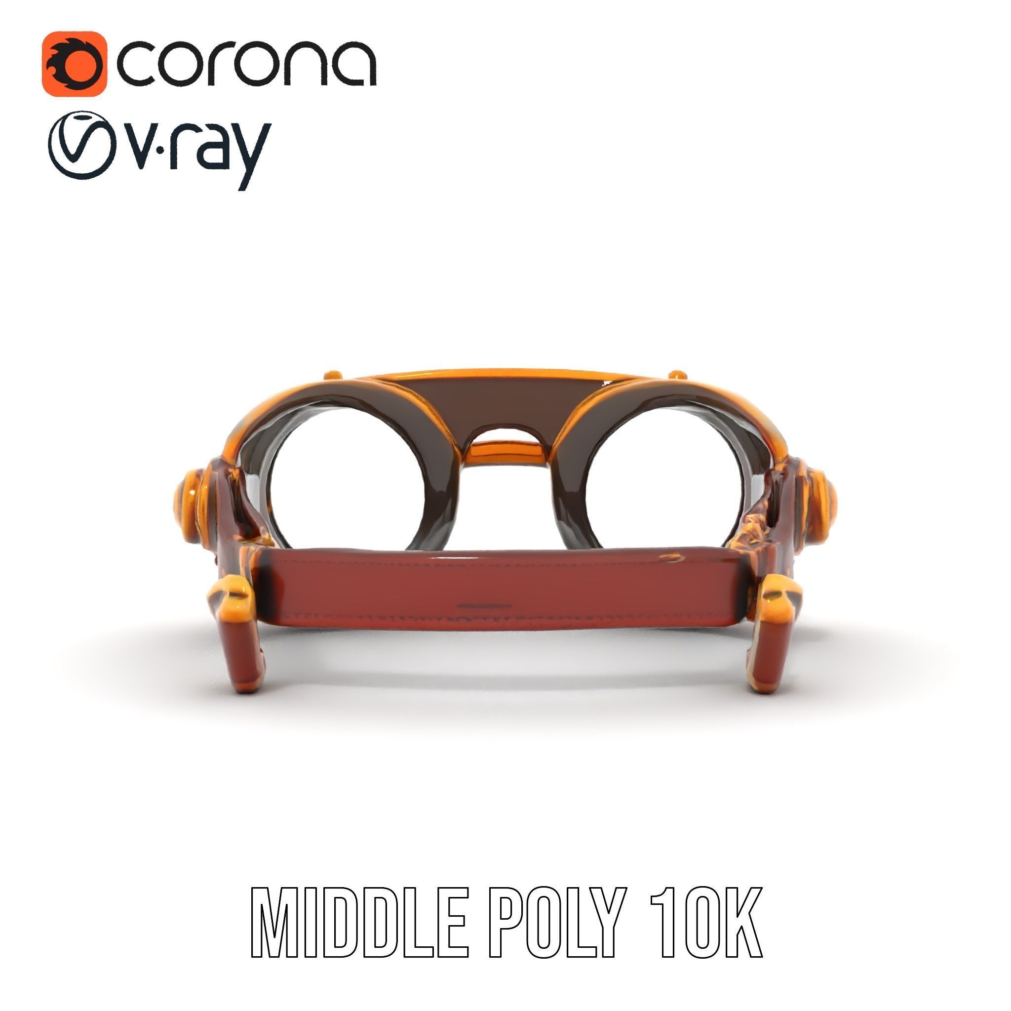 Steampunk Goggles Model Pack with Brass Detailing Low-poly 3D model_21