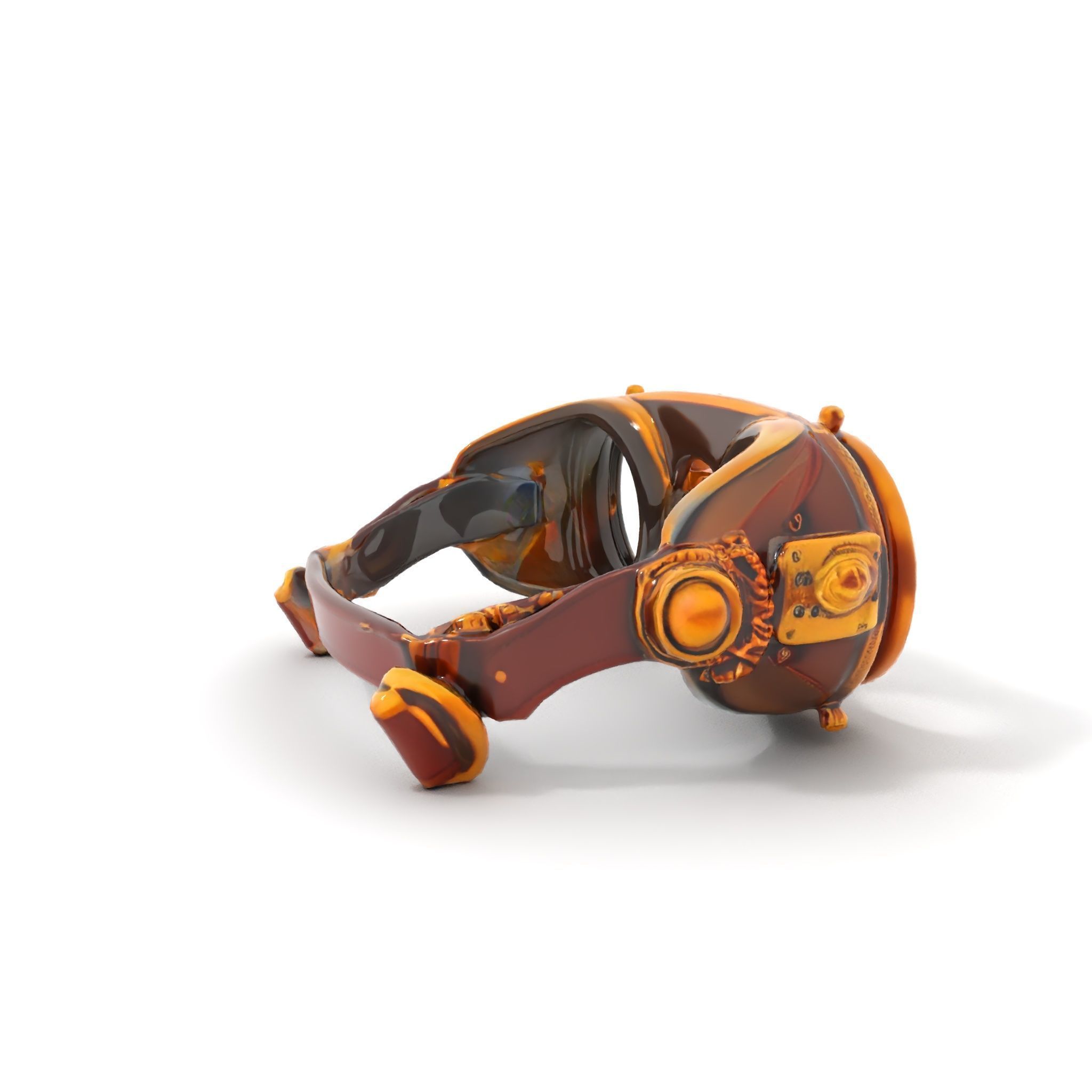 Steampunk Goggles Model Pack with Brass Detailing Low-poly 3D model_6