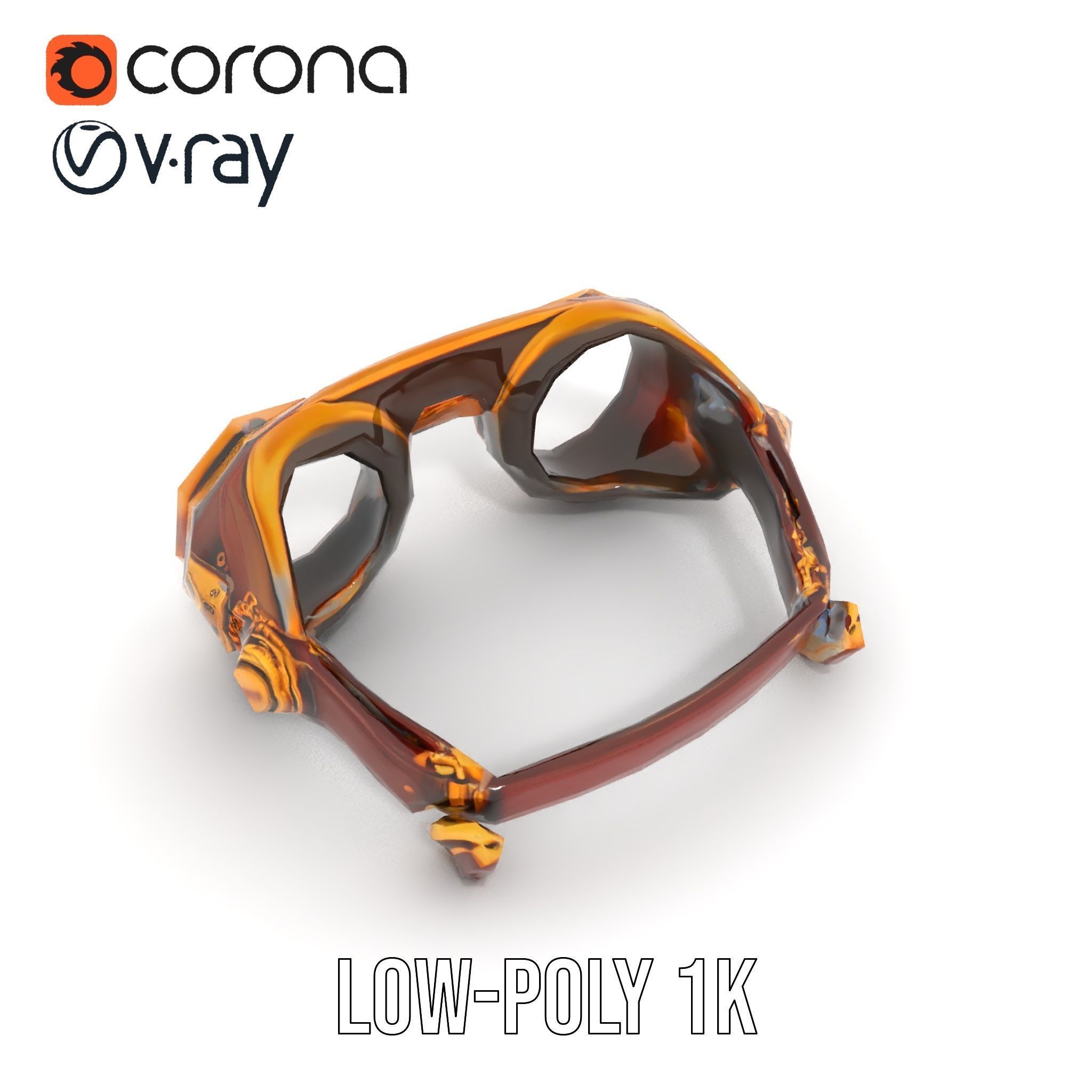 Steampunk Goggles Model Pack with Brass Detailing Low-poly 3D model_7