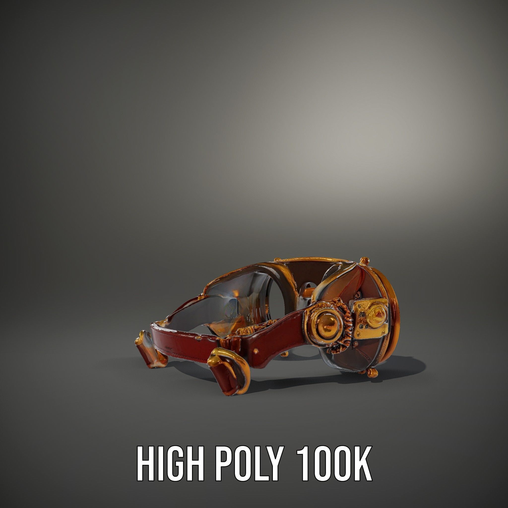 Steampunk Goggles Model Pack with Brass Detailing Low-poly 3D model_23