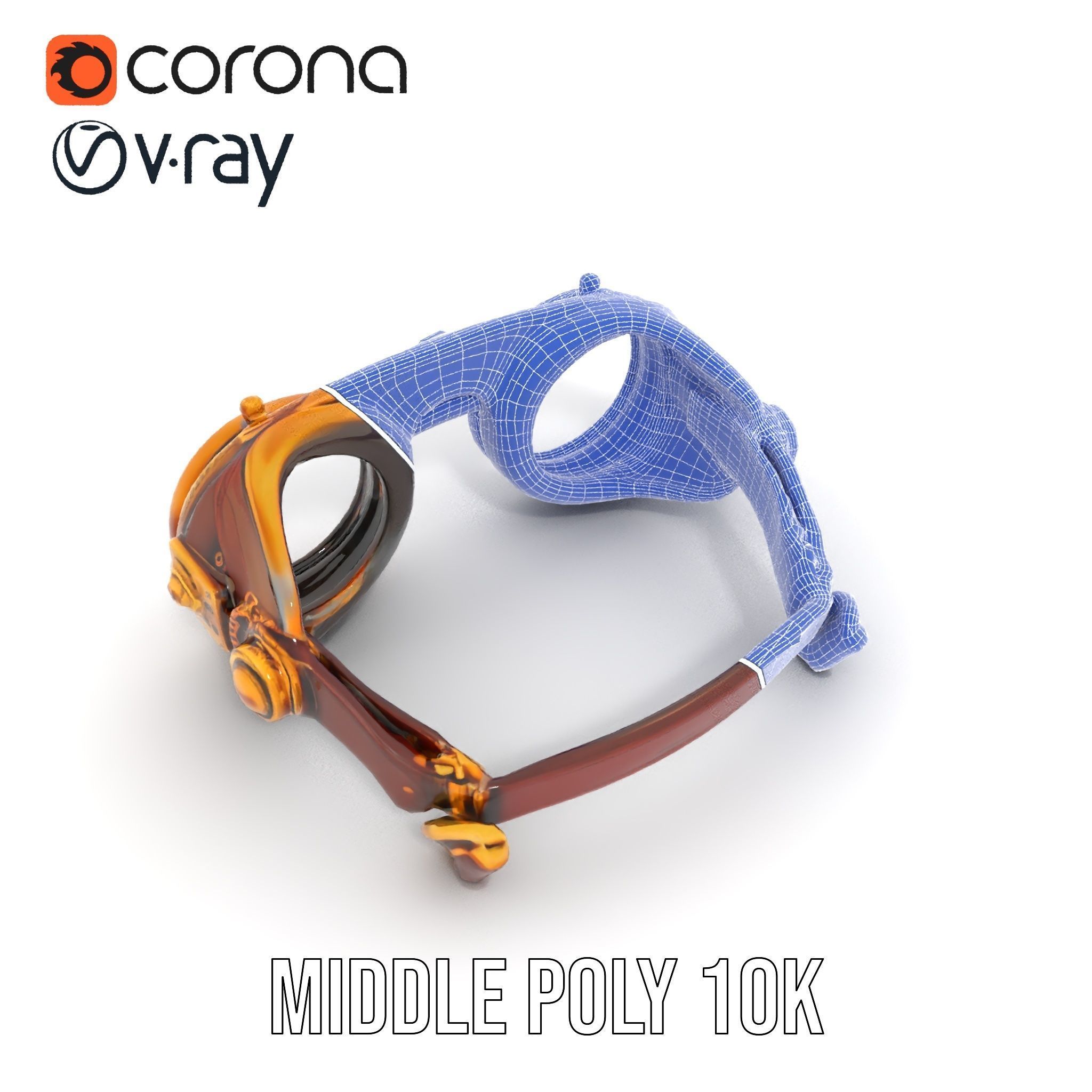 Steampunk Goggles Model Pack with Brass Detailing Low-poly 3D model_29