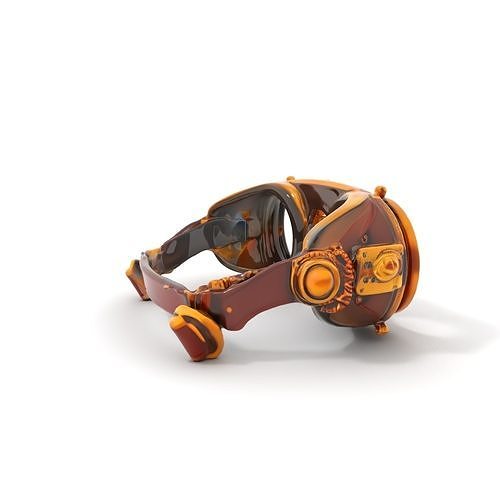 Steampunk Goggles Model Pack with Brass Detailing Low-poly 3D model