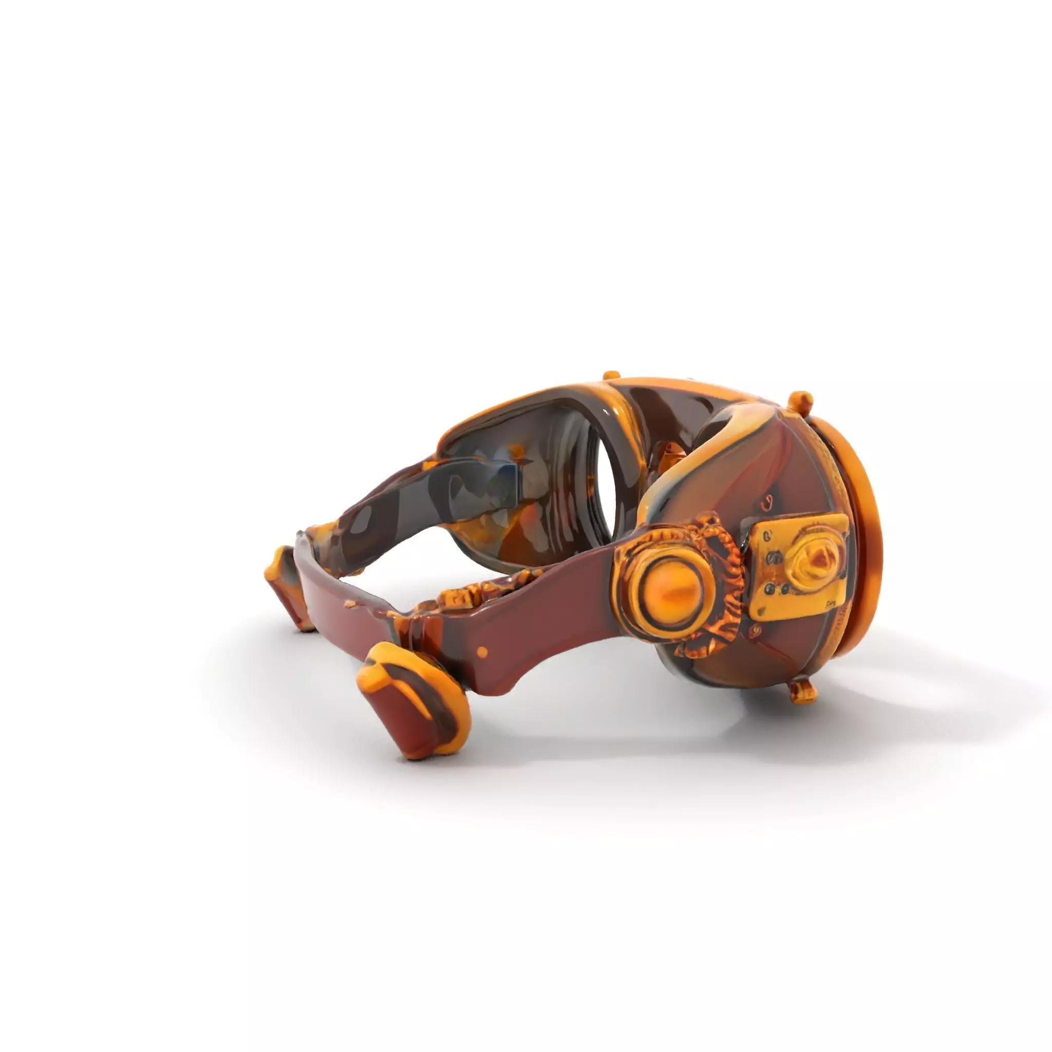 Steampunk Goggles Model Pack with Brass Detailing Low-poly 3D model_0