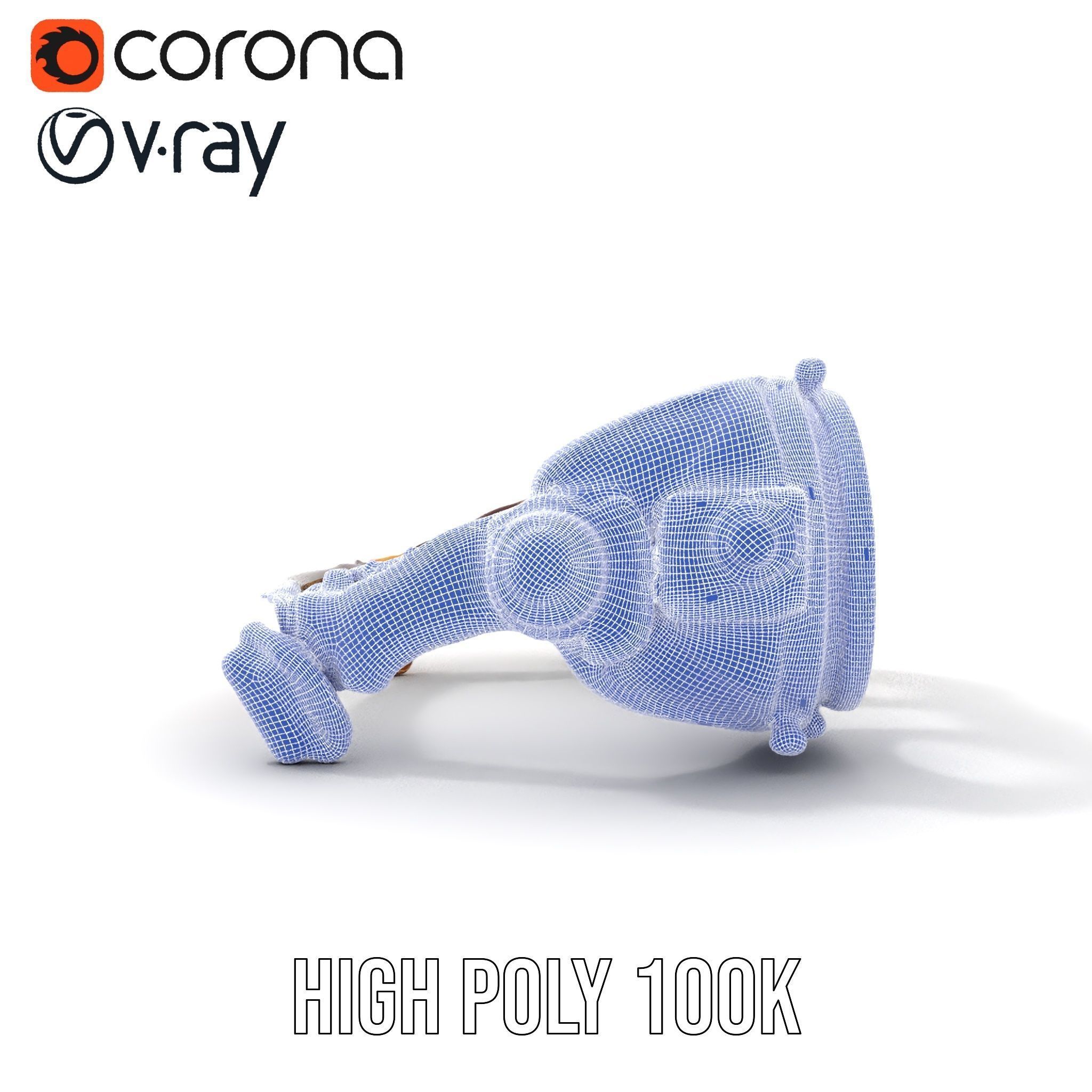 Steampunk Goggles Model Pack with Brass Detailing Low-poly 3D model_32