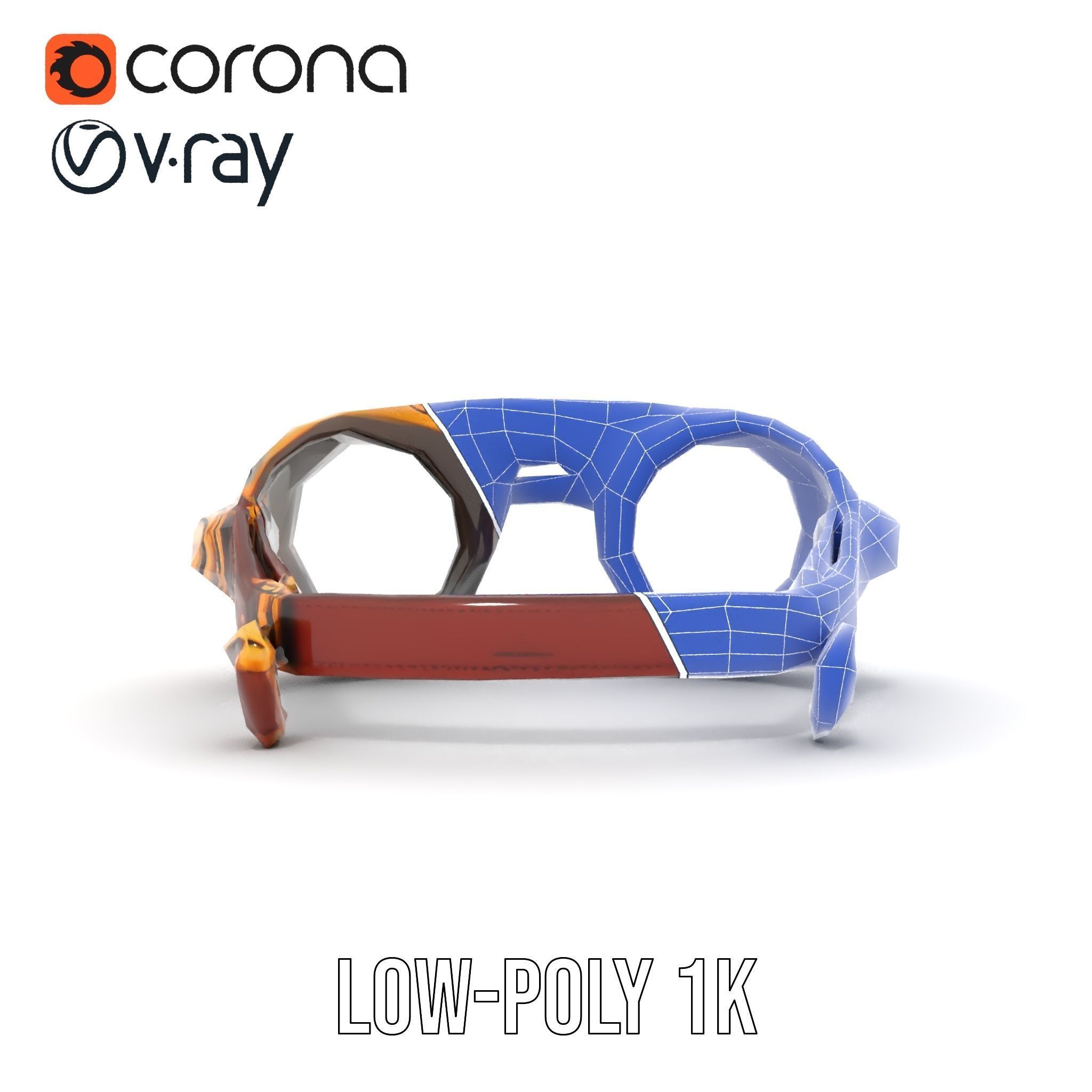 Steampunk Goggles Model Pack with Brass Detailing Low-poly 3D model_17