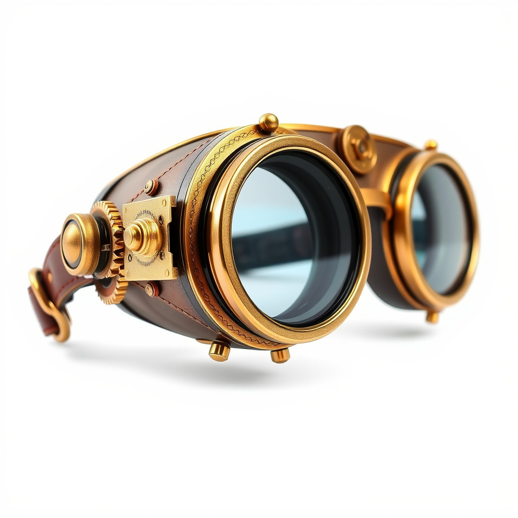 Steampunk Goggles Model Pack with Brass Detailing Low-poly 3D model_2