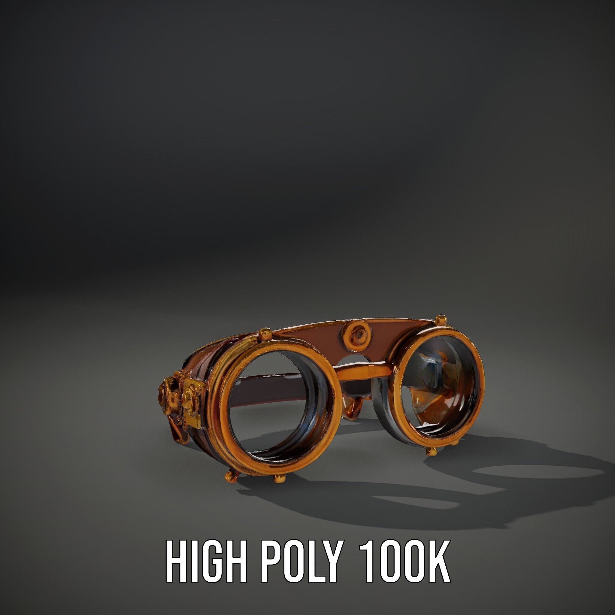 Steampunk Goggles Model Pack with Brass Detailing Low-poly 3D model_20
