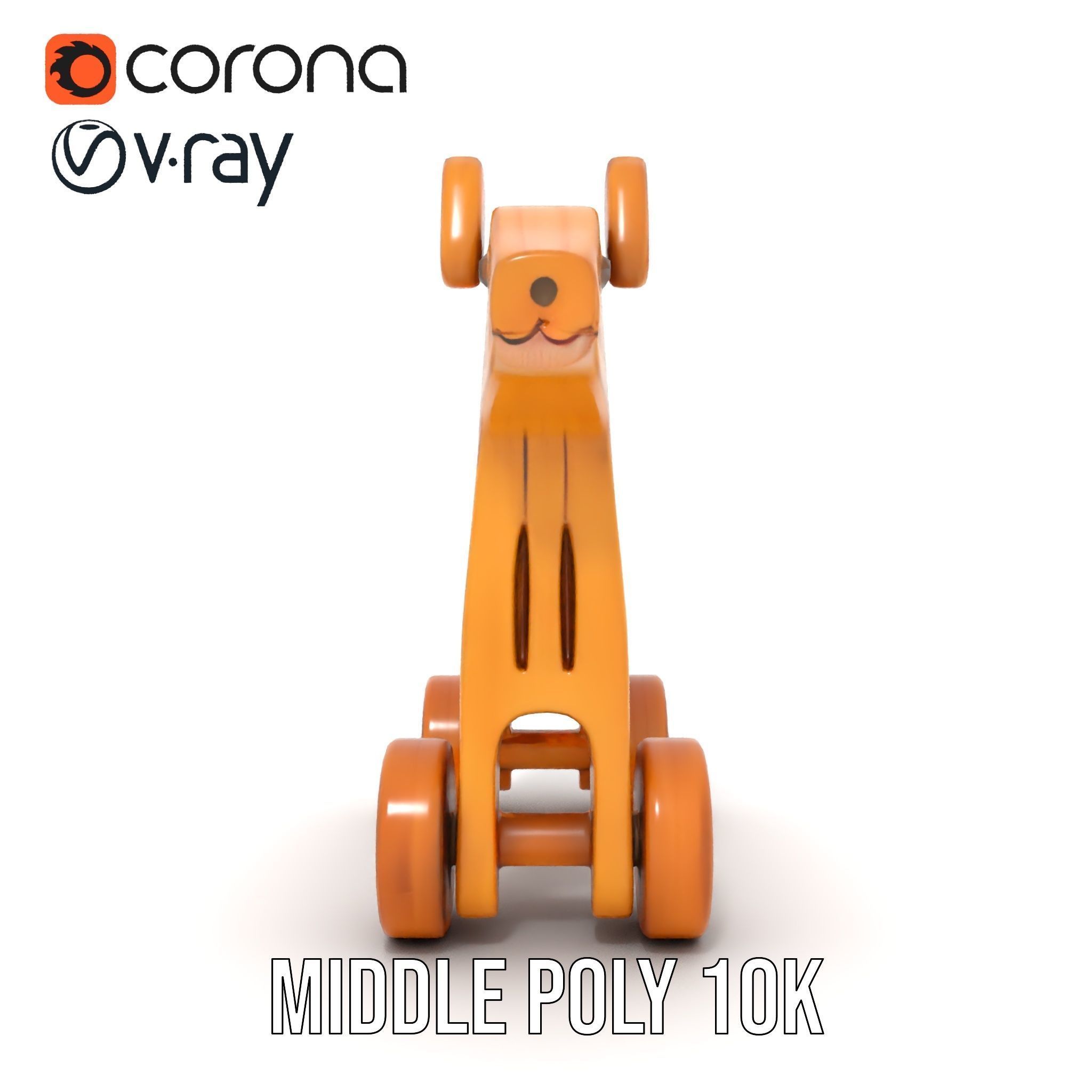 Wooden Toy Horse on Wheels D Model Pack Low-poly 3D model_13