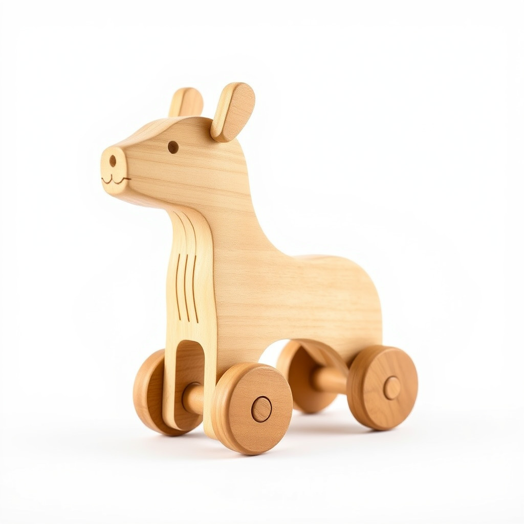 Wooden Toy Horse on Wheels D Model Pack Low-poly 3D model_2