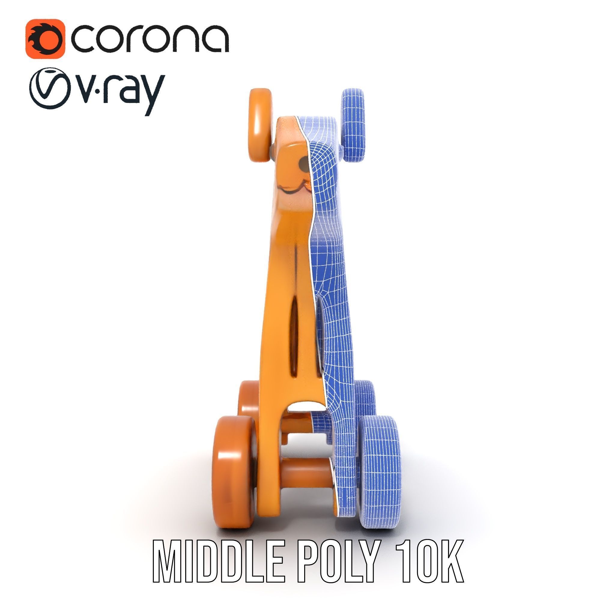 Wooden Toy Horse on Wheels D Model Pack Low-poly 3D model_24