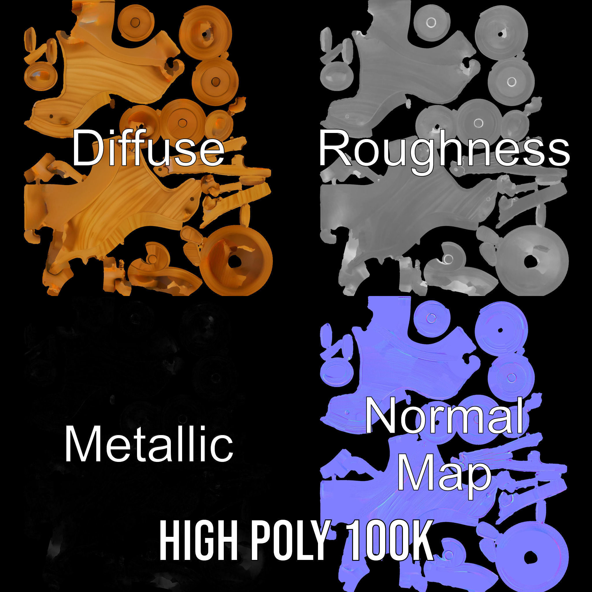 Wooden Toy Horse on Wheels D Model Pack Low-poly 3D model_3