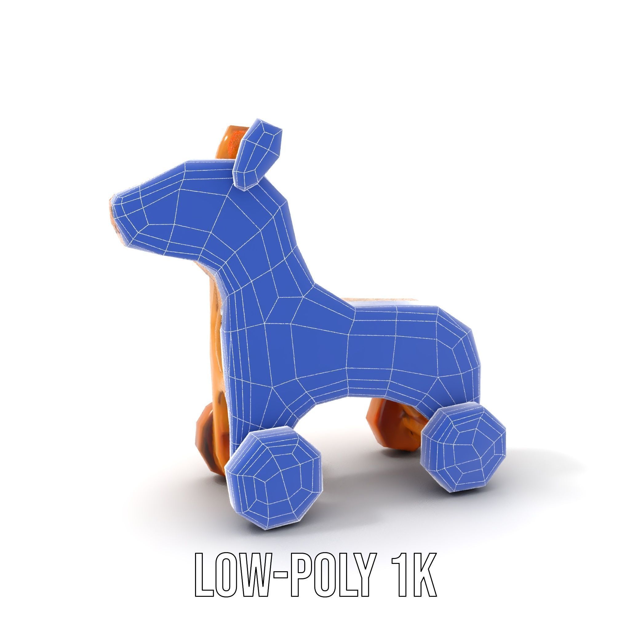 Wooden Toy Horse on Wheels D Model Pack Low-poly 3D model_17