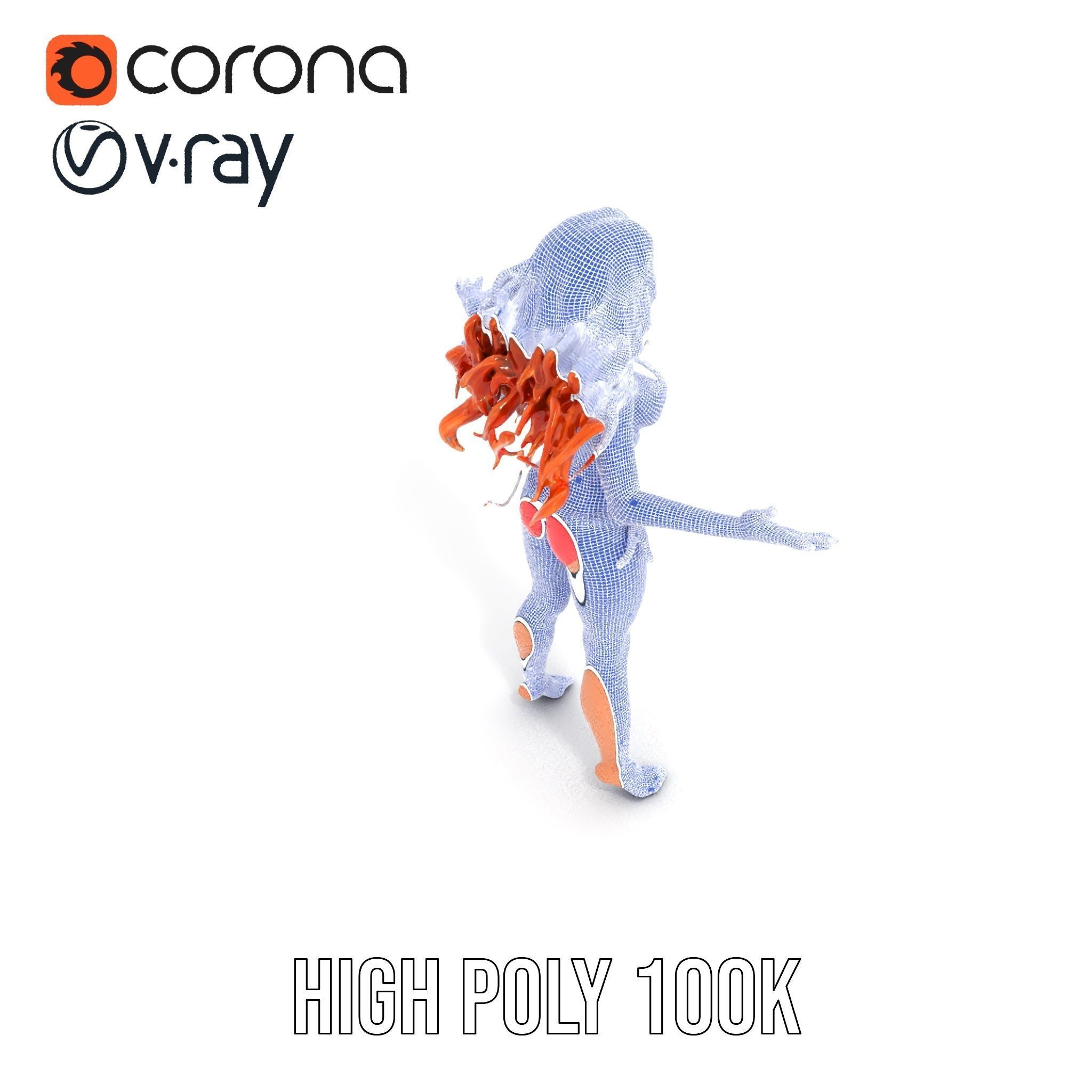 RedHaired Beachwear Character Model Rigged and Animated Low-poly 3D model_17