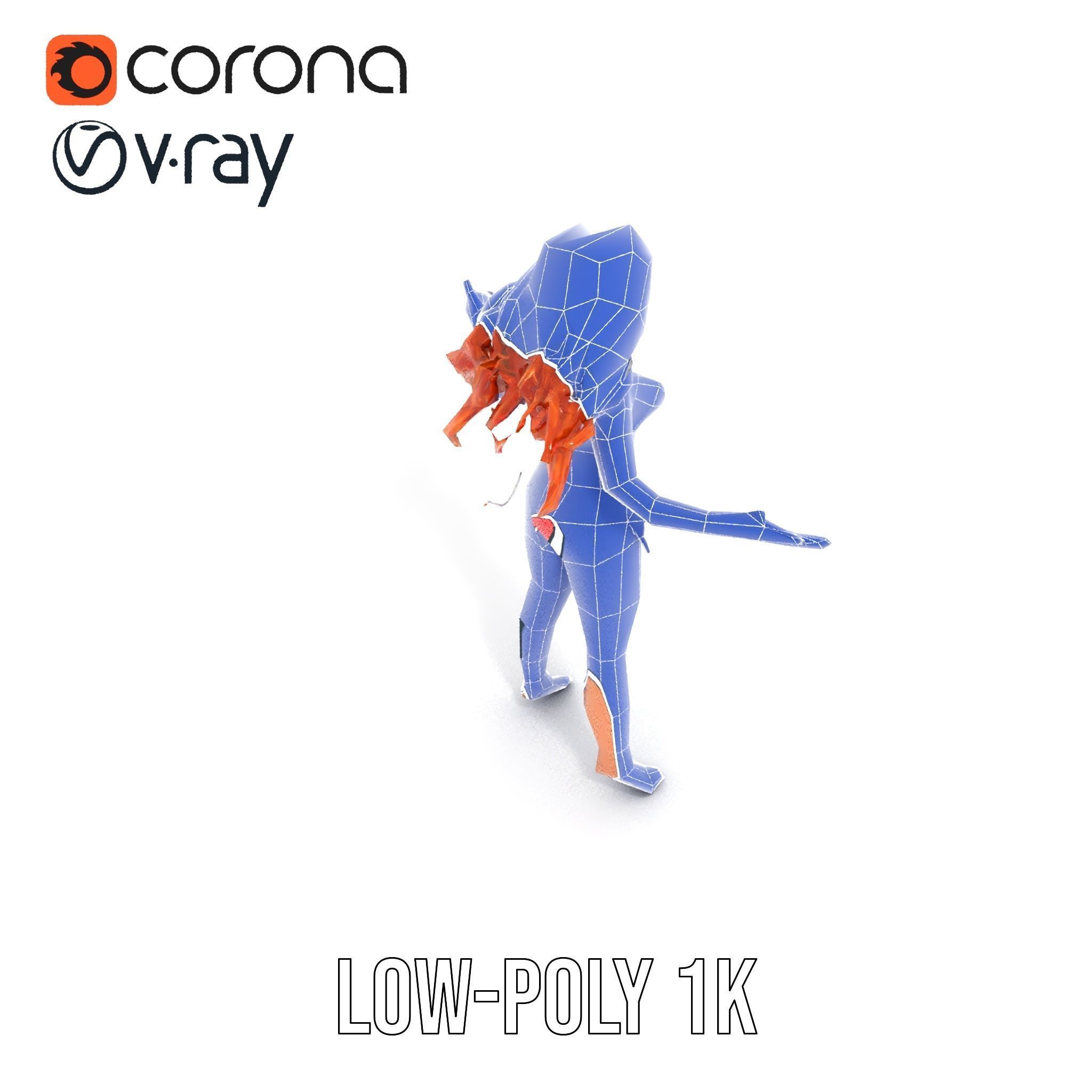 RedHaired Beachwear Character Model Rigged and Animated Low-poly 3D model_28