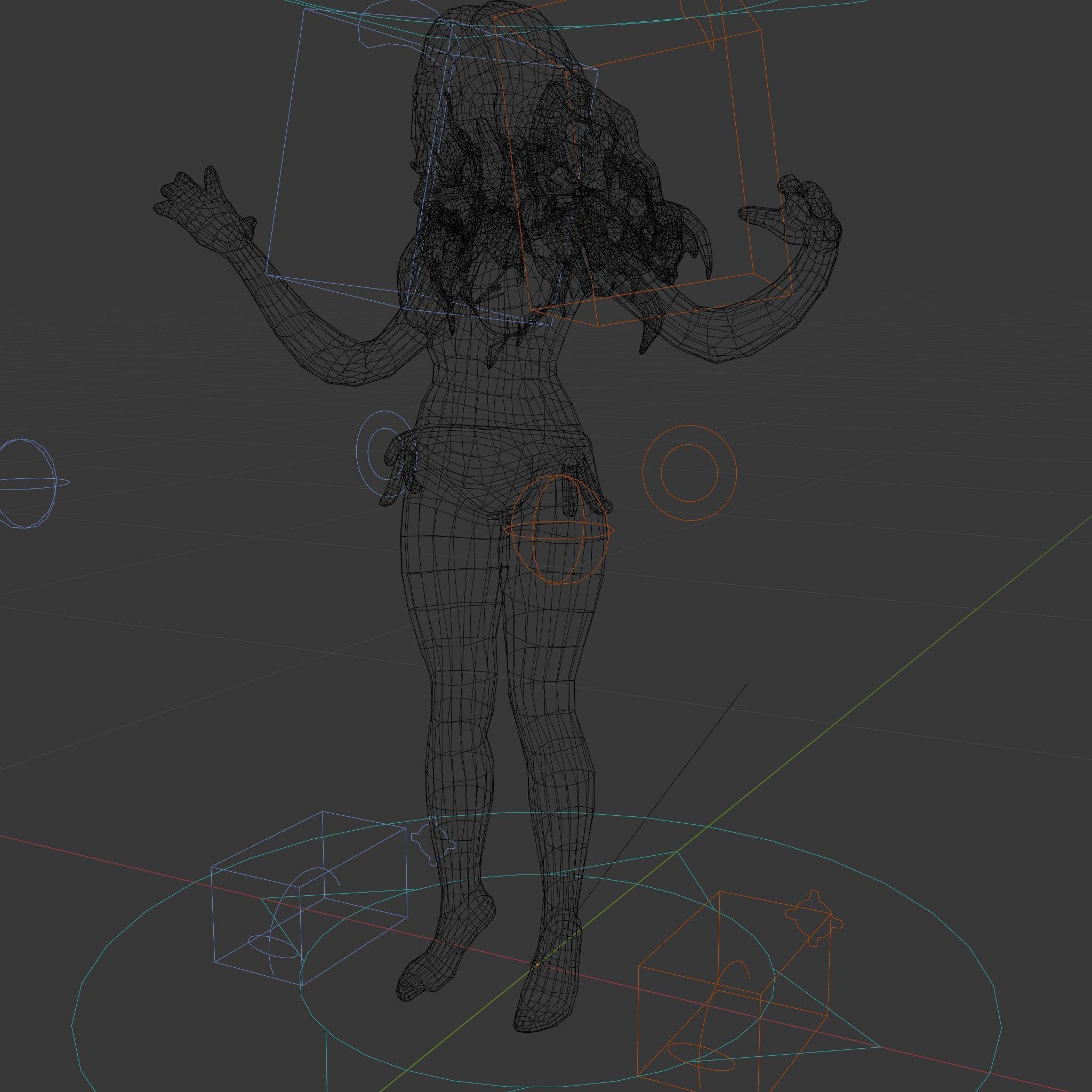 RedHaired Beachwear Character Model Rigged and Animated Low-poly 3D model_6