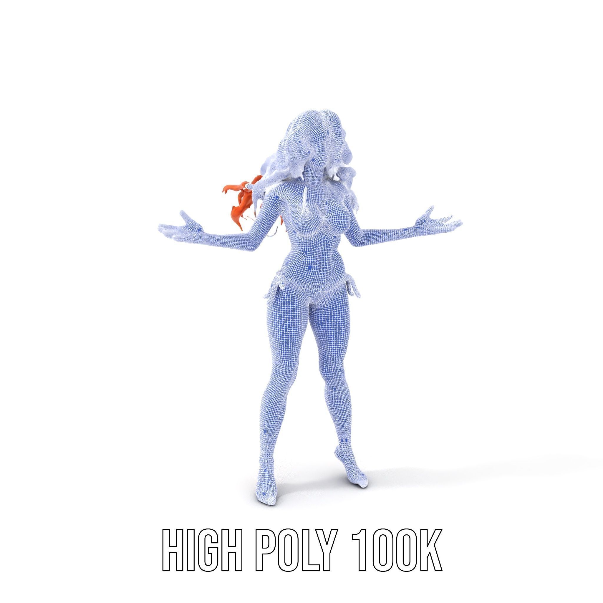 RedHaired Beachwear Character Model Rigged and Animated Low-poly 3D model_4