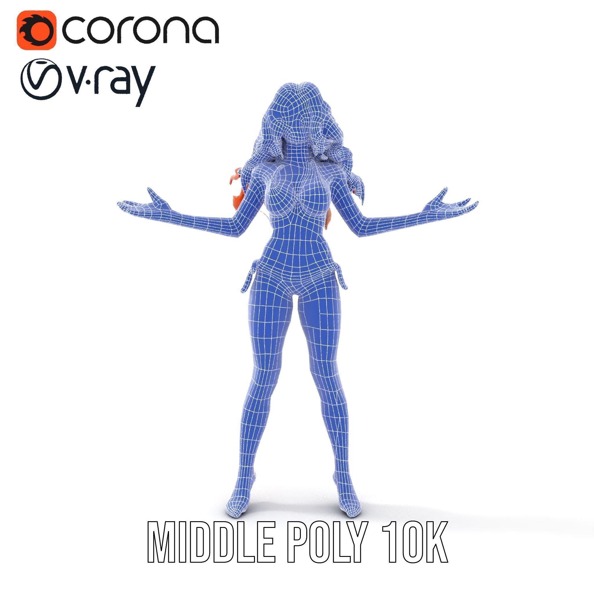 RedHaired Beachwear Character Model Rigged and Animated Low-poly 3D model_33