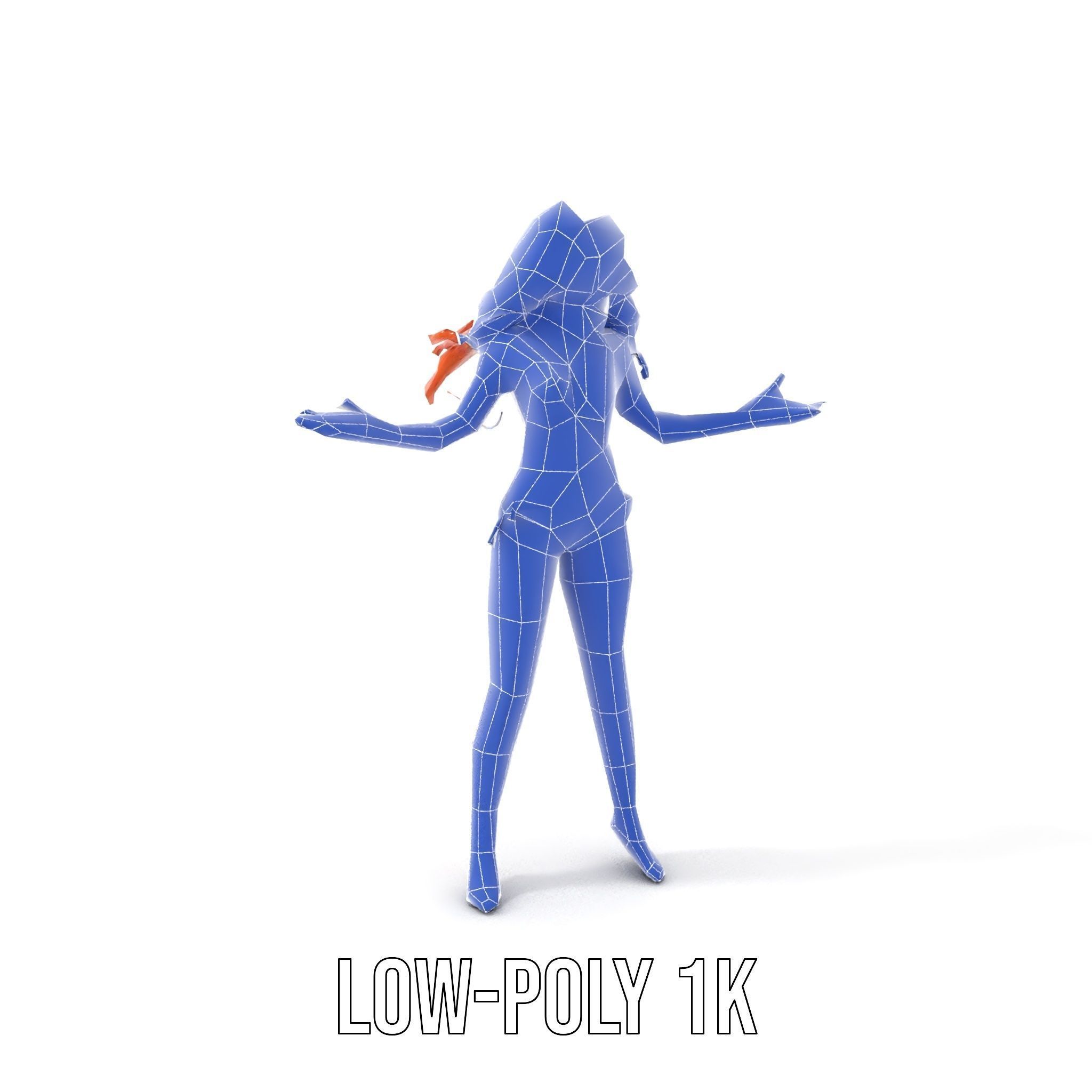 RedHaired Beachwear Character Model Rigged and Animated Low-poly 3D model_13