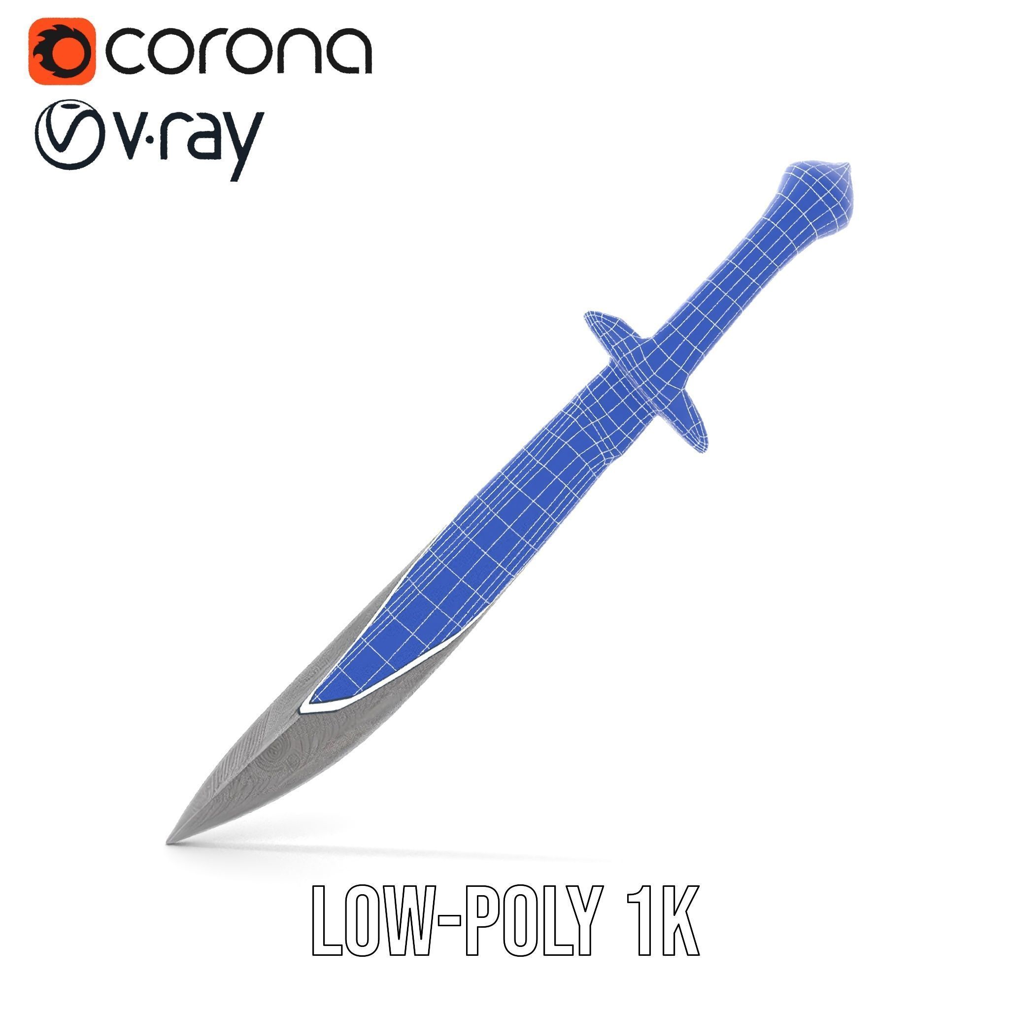 Exquisite Dagger Model Pack with Ornate Gemstones Low-poly 3D model_30