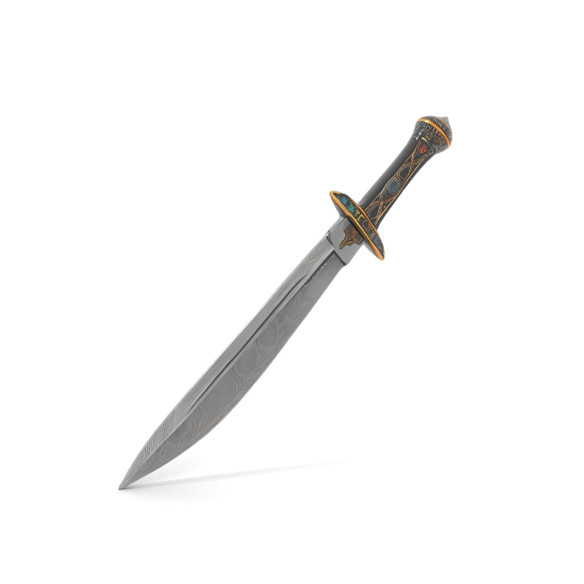 Exquisite Dagger Model Pack with Ornate Gemstones Low-poly 3D model_7