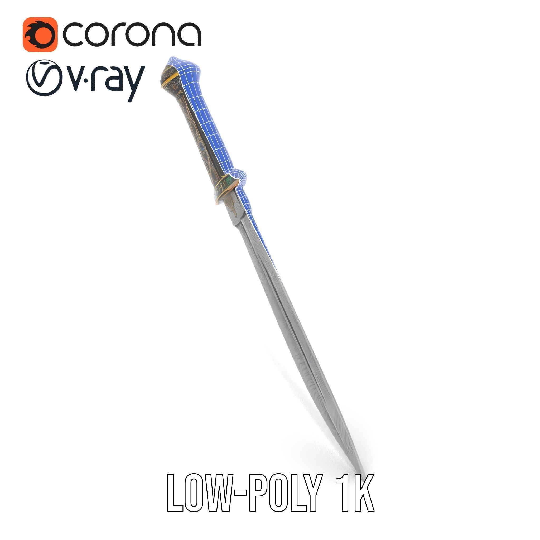 Exquisite Dagger Model Pack with Ornate Gemstones Low-poly 3D model_17