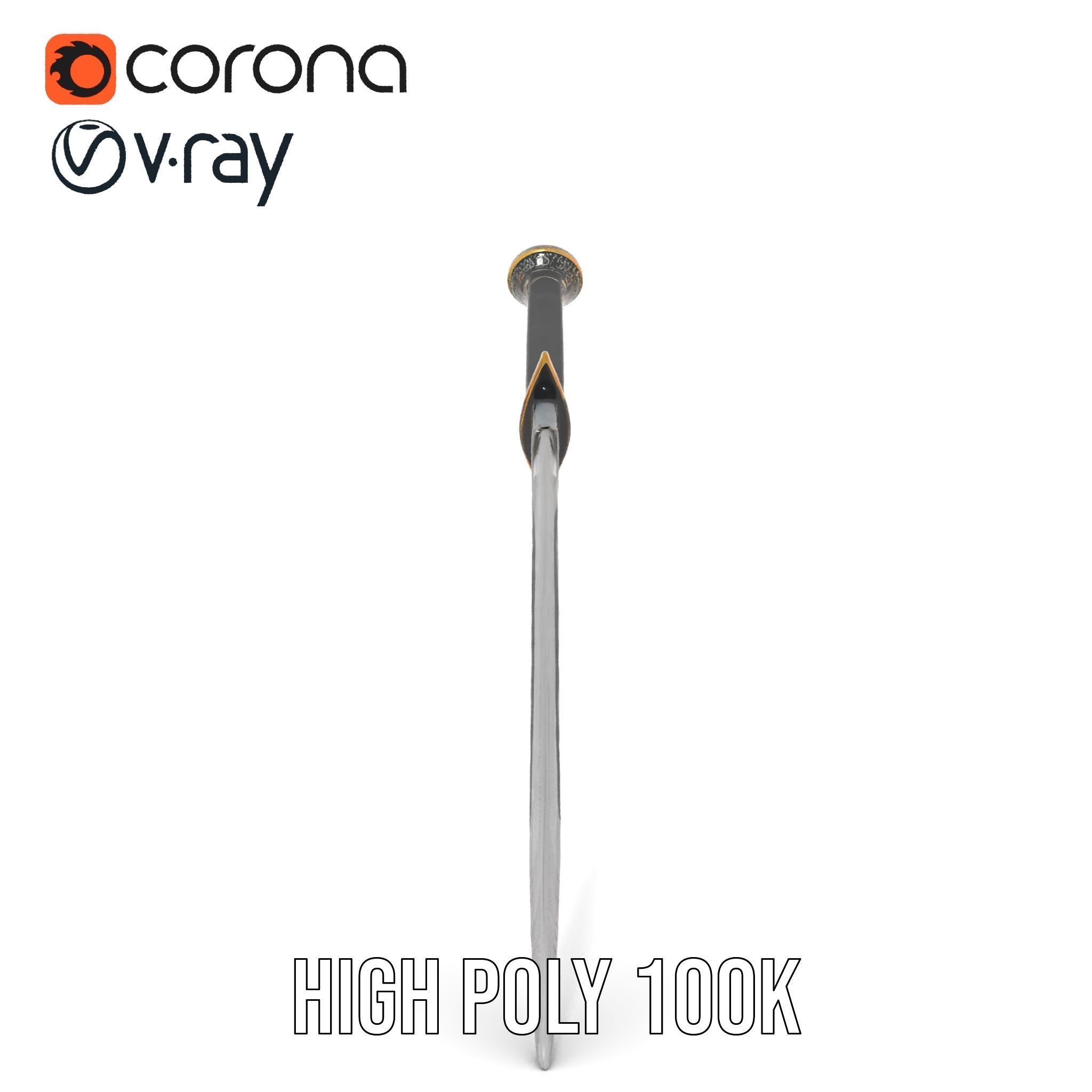 Exquisite Dagger Model Pack with Ornate Gemstones Low-poly 3D model_20