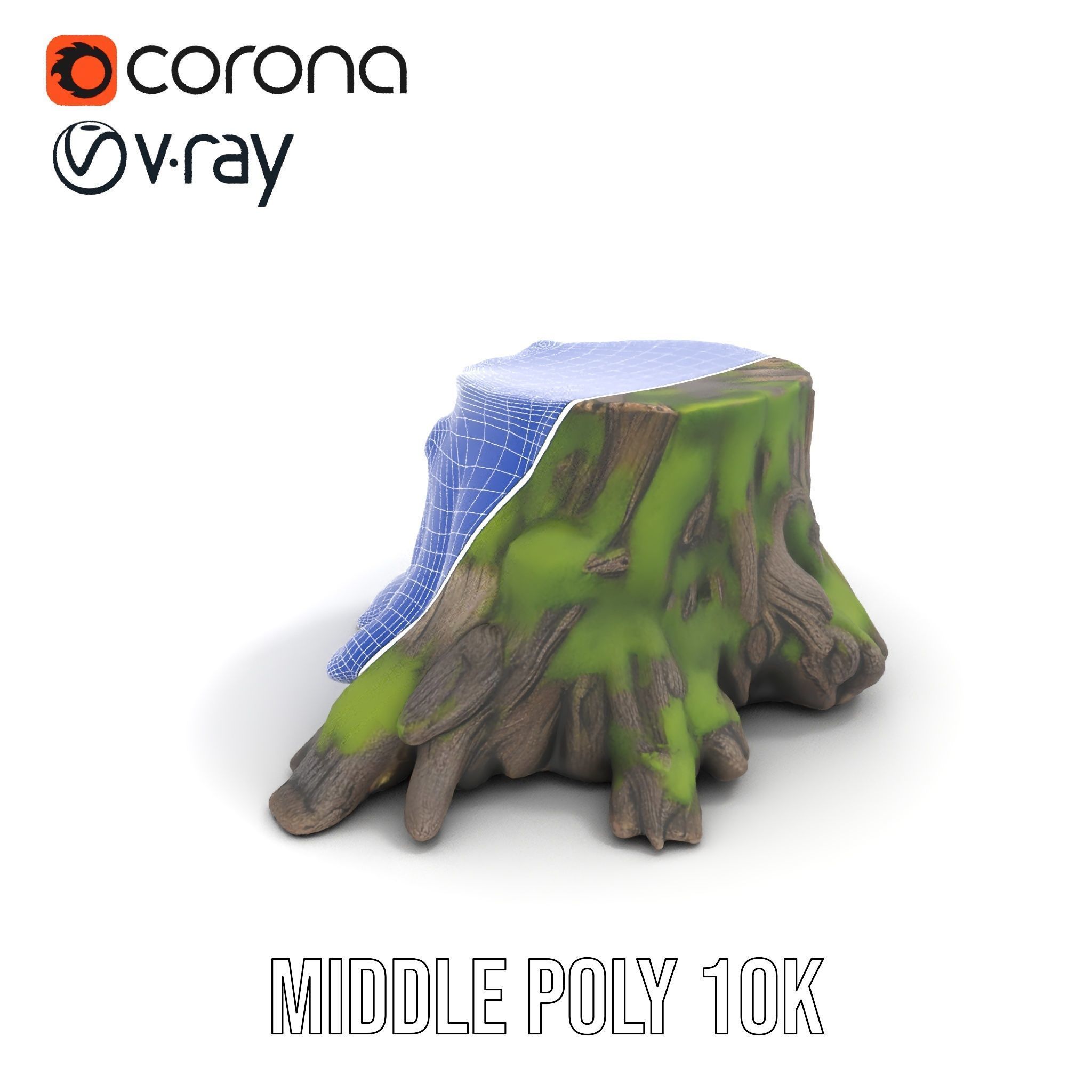 Mossy Tree Stump with Detailed Texture Model Pack Low-poly 3D model_16