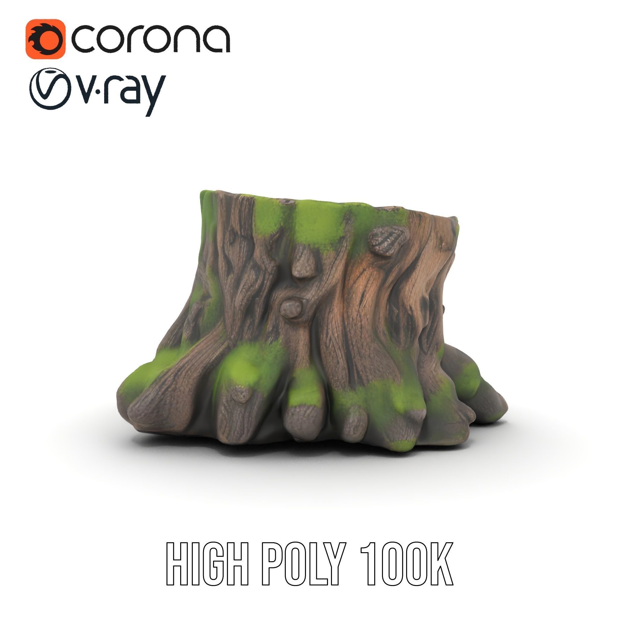Mossy Tree Stump with Detailed Texture Model Pack Low-poly 3D model_34