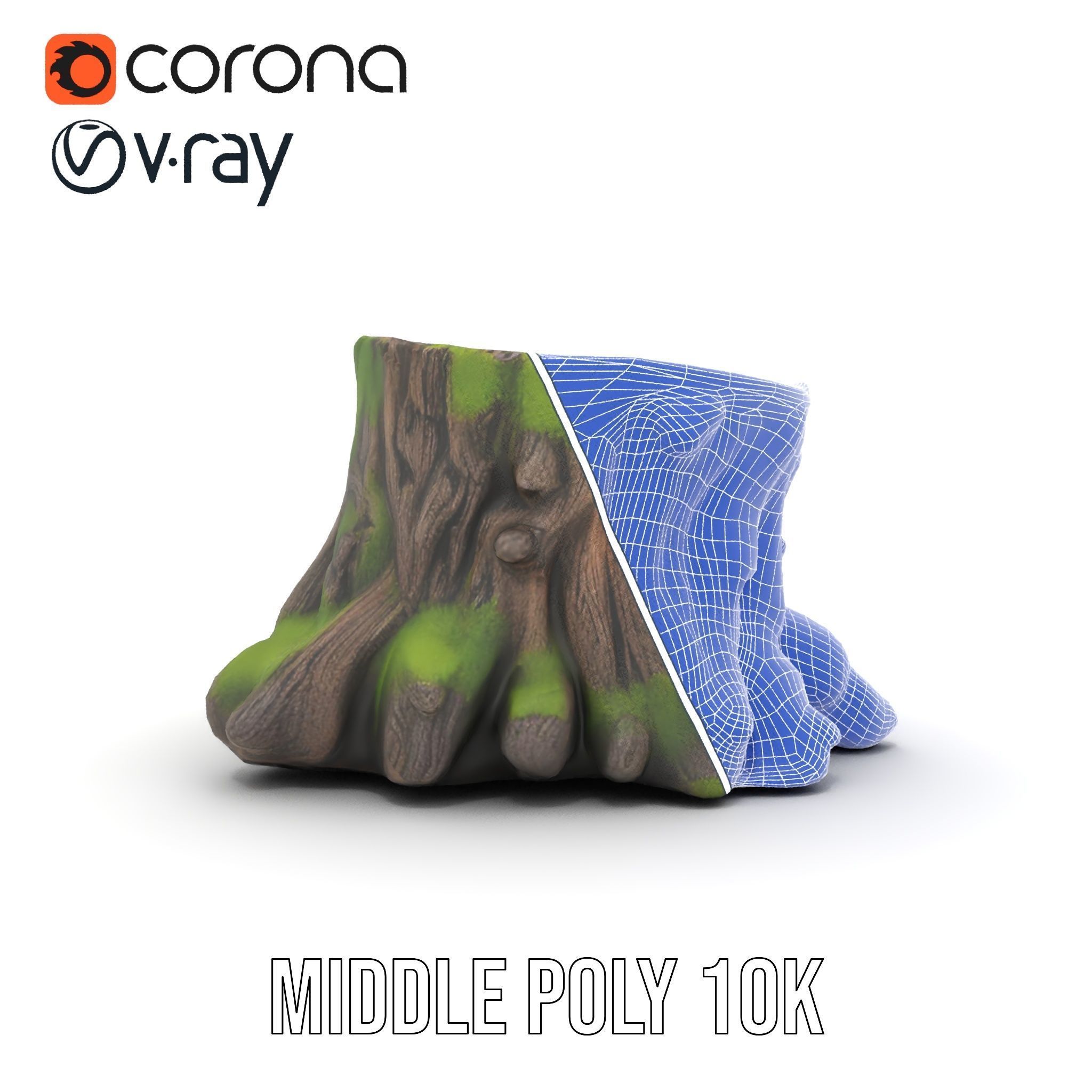 Mossy Tree Stump with Detailed Texture Model Pack Low-poly 3D model_30