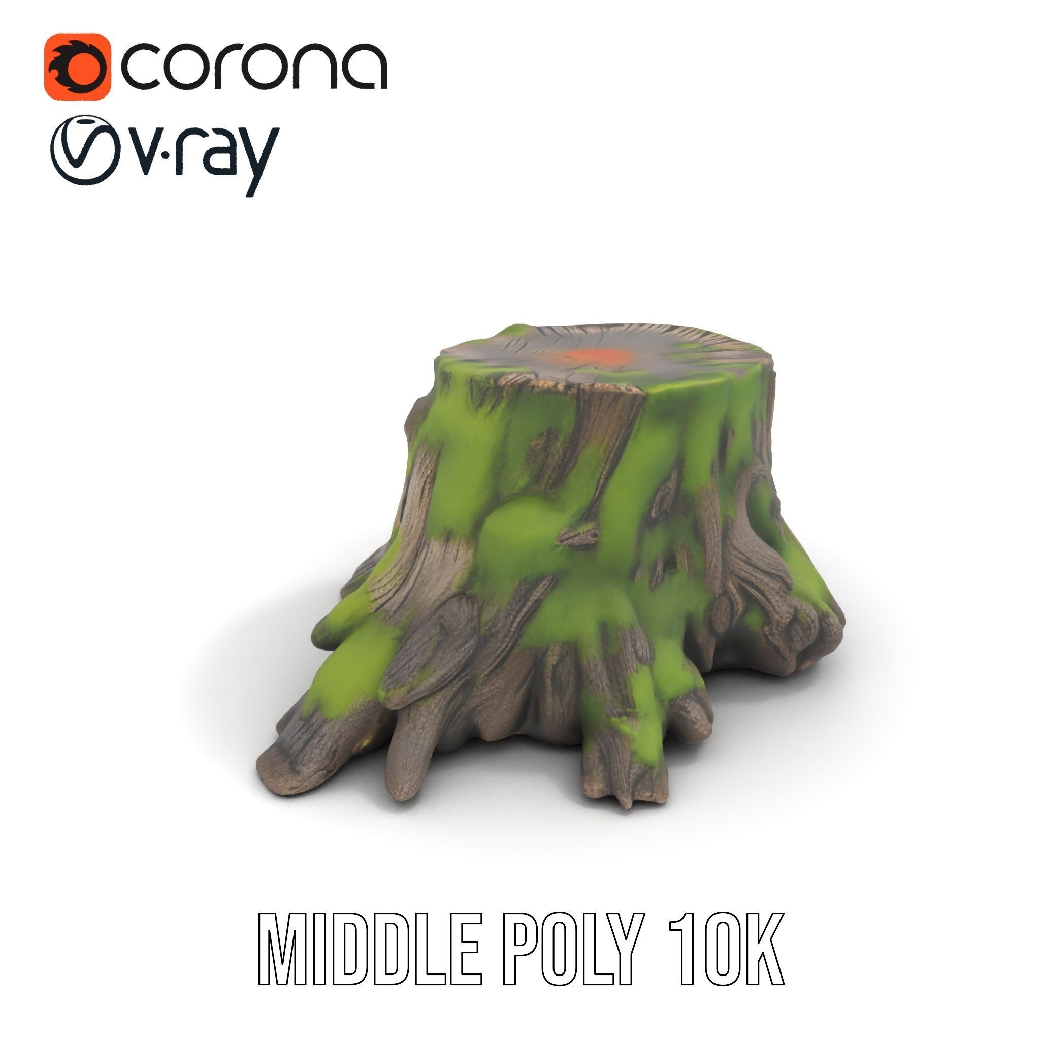 Mossy Tree Stump with Detailed Texture Model Pack Low-poly 3D model_14
