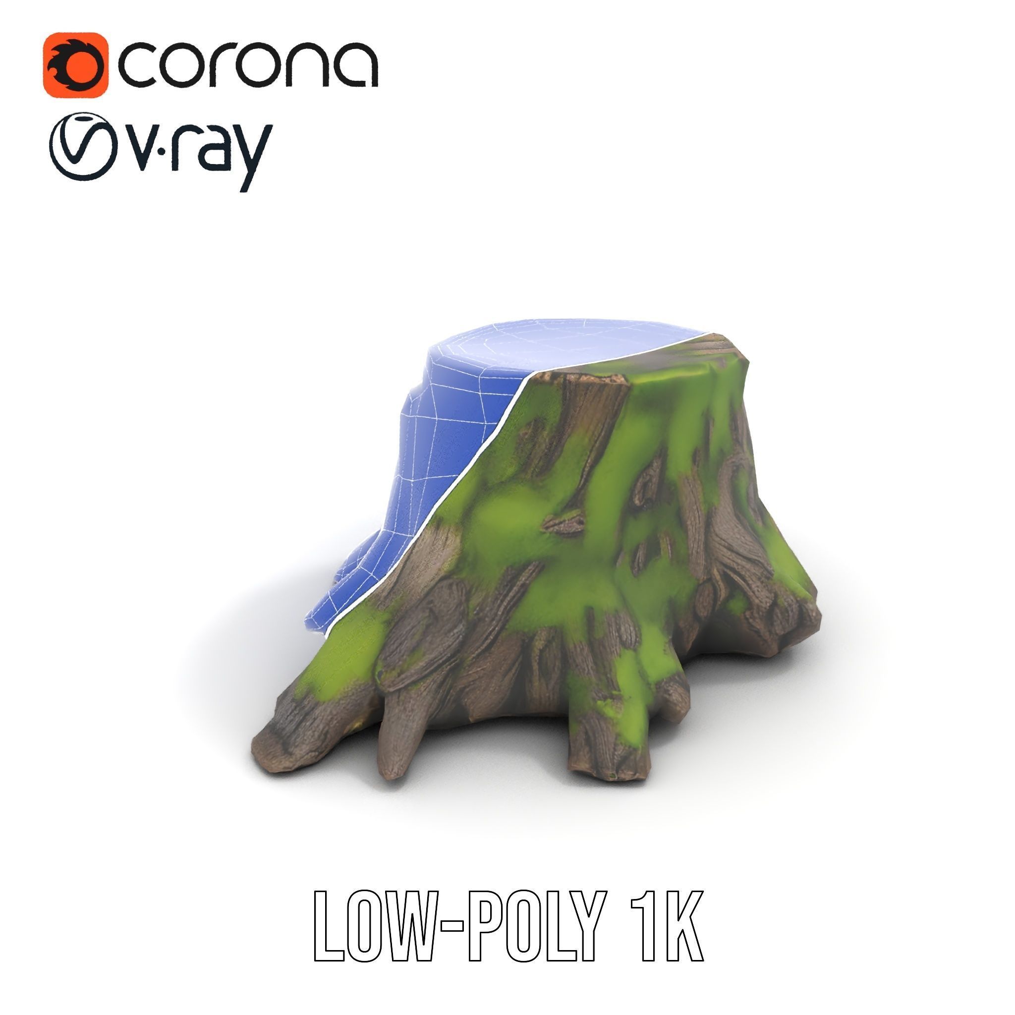 Mossy Tree Stump with Detailed Texture Model Pack Low-poly 3D model_23