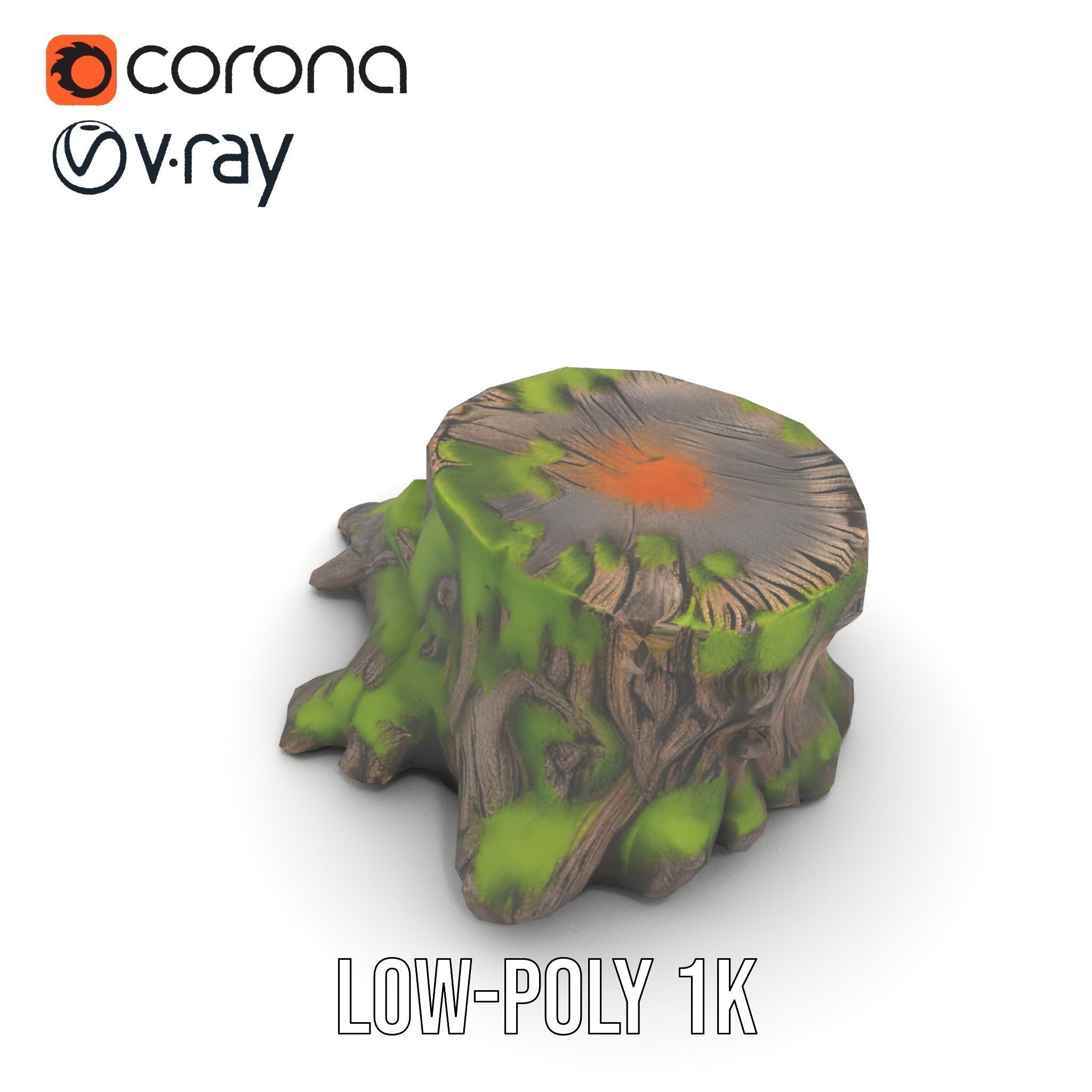 Mossy Tree Stump with Detailed Texture Model Pack Low-poly 3D model_12