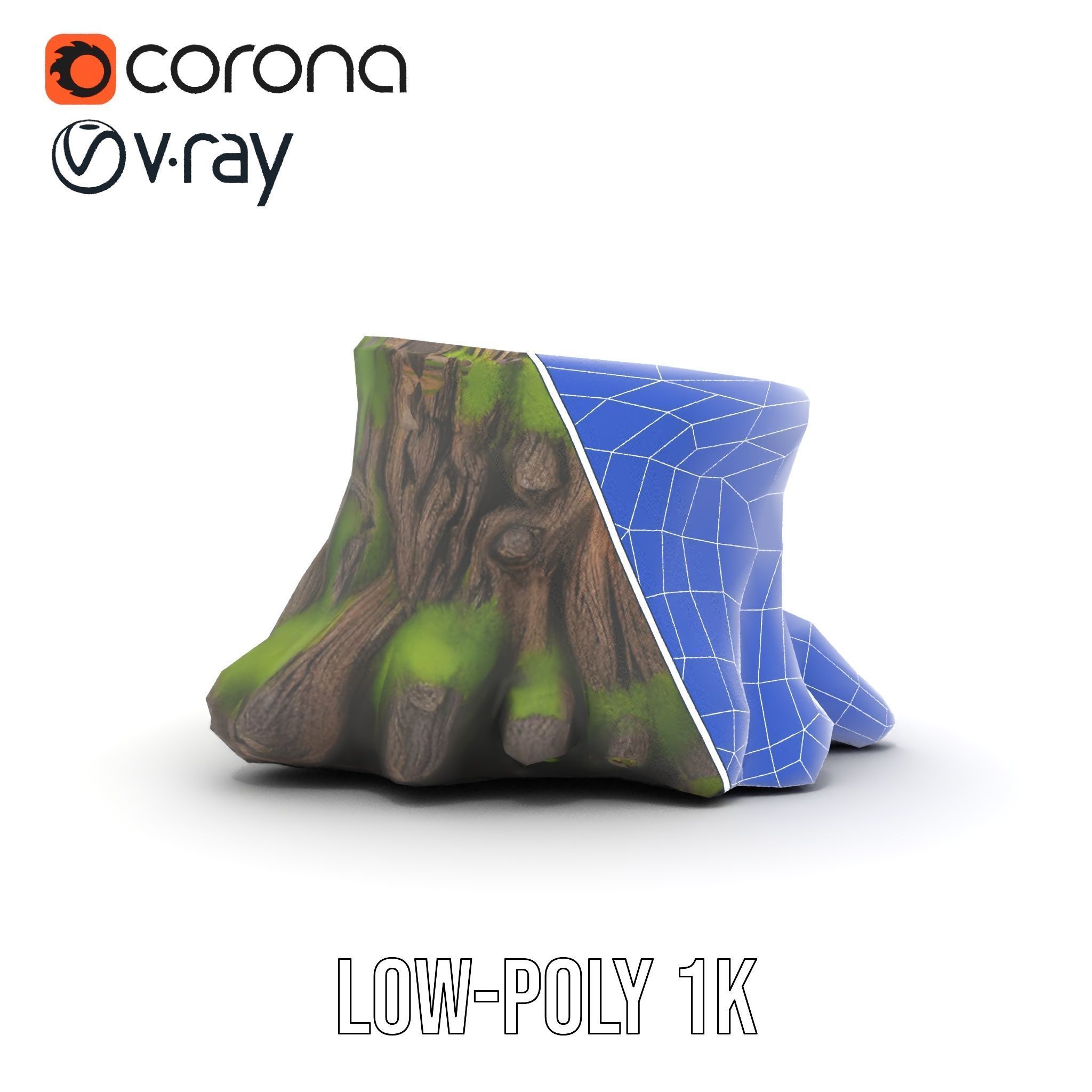 Mossy Tree Stump with Detailed Texture Model Pack Low-poly 3D model_28